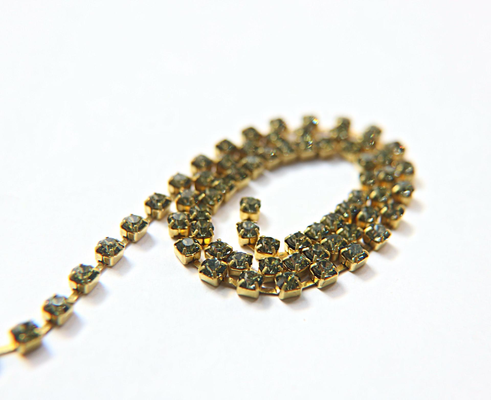 18ss Swarovski Rhinestone Chain in Black Diamond (215) 0.5/1/2/5 Meters Bridal Supplies, Jewelry, vintage findings, embroidery materials