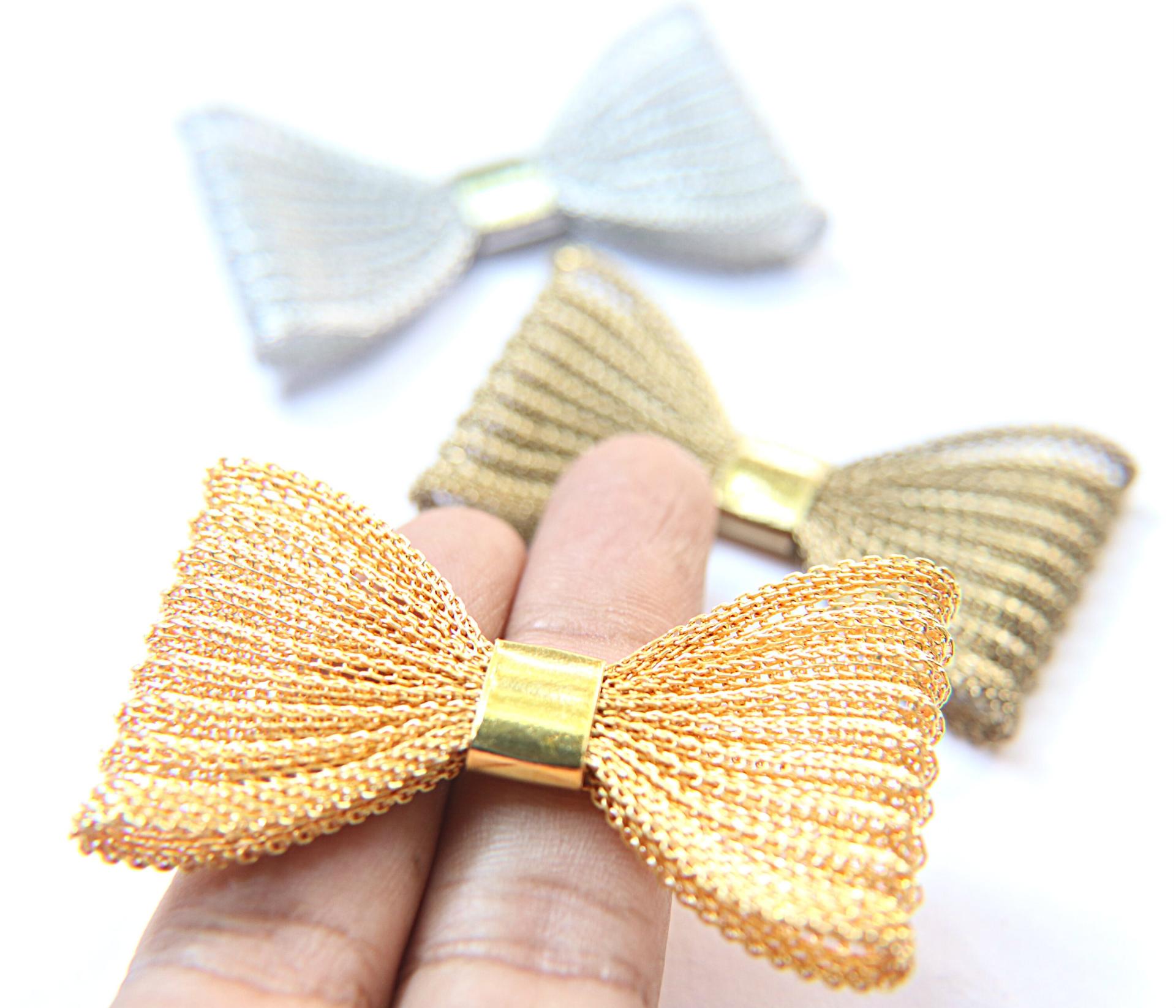 Bow Plated Handmade 48mm x 25mm / 63mm x 36mm Haute Couture Embroidery, decoration, jewelry findings, embroidery materials, craft supplies