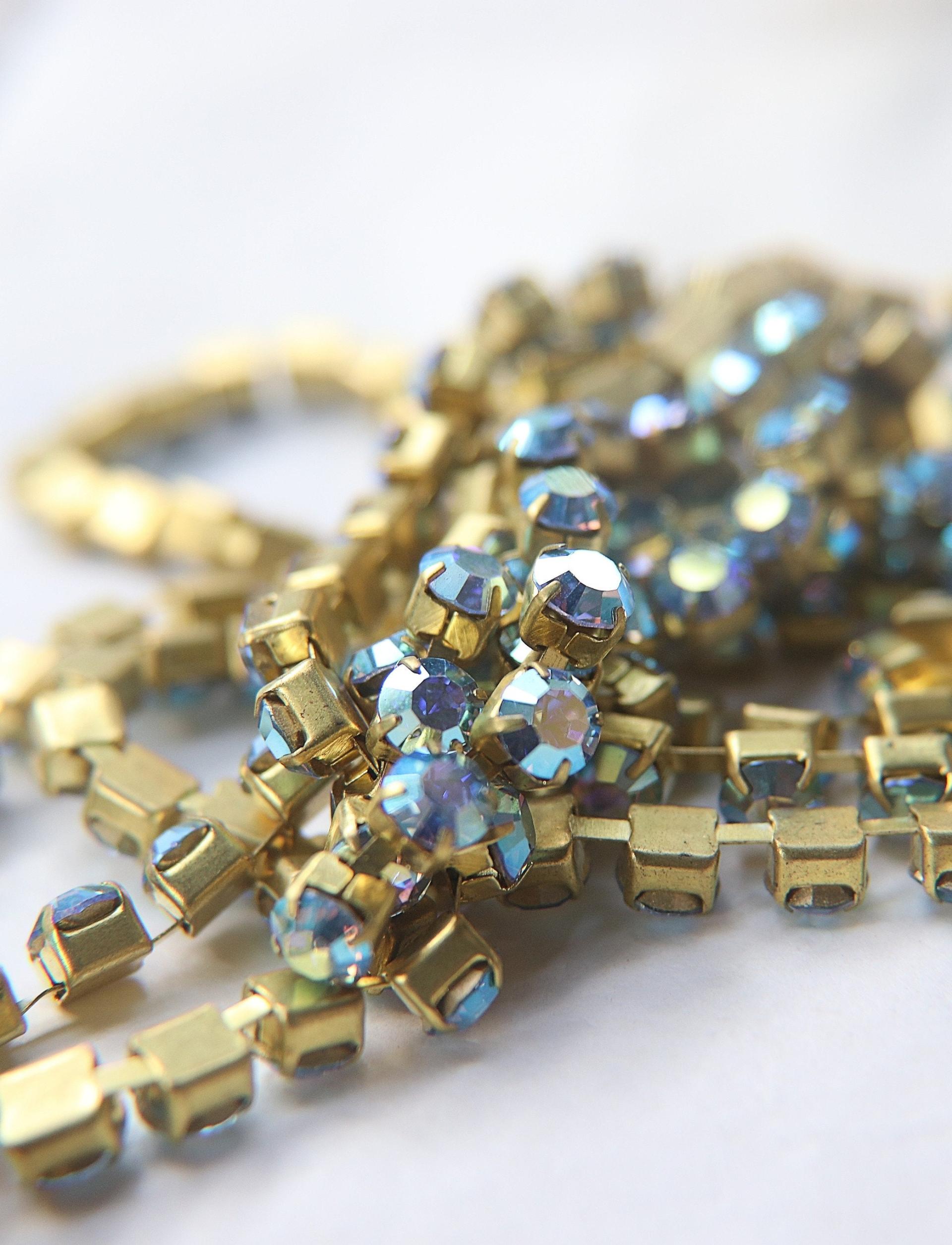 28ss Swarovski Rhinestone Chain in Aurore Boreale 7 COLORS (6mm) 0.5/1/2/5 Meters Brass Settings Bridal Supplies|Jewelry Making, wedding