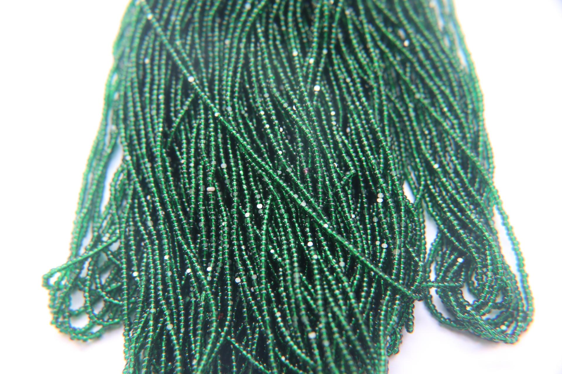 13/0 Charlotte Cut Beads Deep Green Transparent 5/10/20/50/250/500 grams glass beads, jewelry supply, vintage findings, craft supply, rare