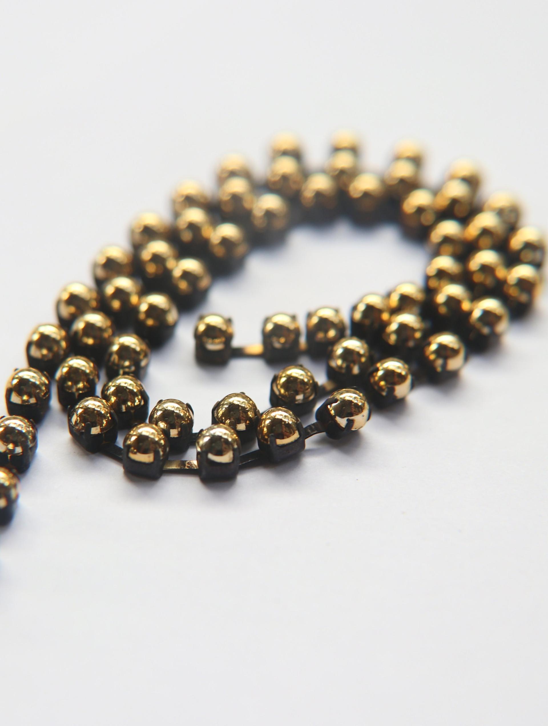 16 SS Aurum Gold Cabochon Chain Metallic Vintage Pressed (4mm) 1/2/5/15 Meters vintage findings, strass chains, craft supplies