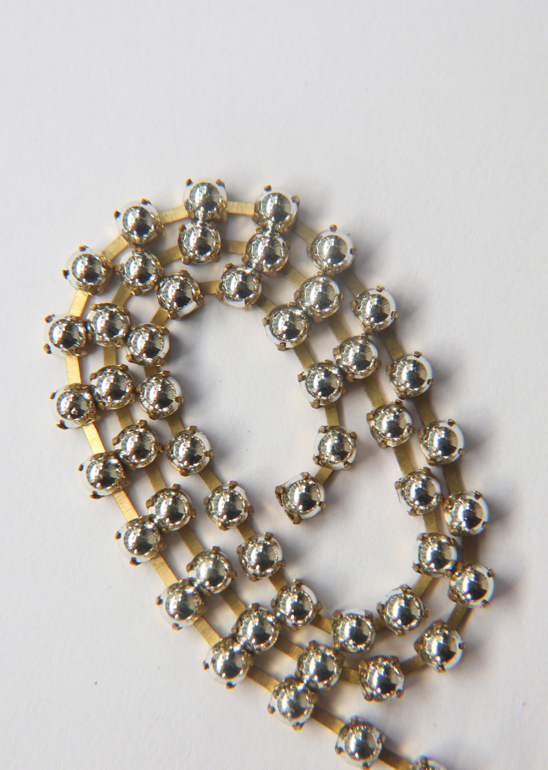16 SS Silver Cabochon Chain Metallic Vintage Pressed (4mm) 1/2/5/15 Meters vintage findings, strass chains, craft supplies