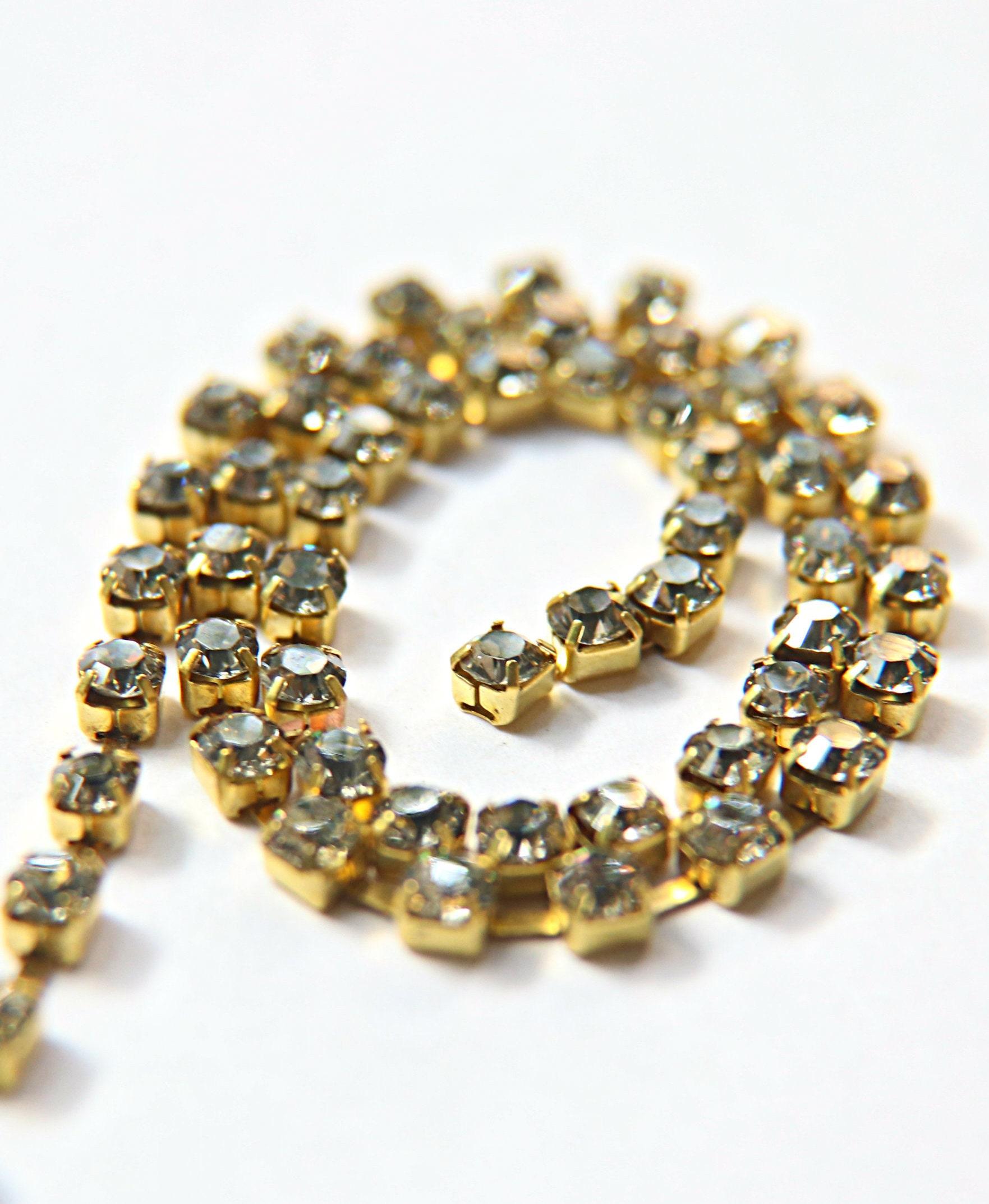 18ss Swarovski Rhinestone Chain in Crystal Silver Shade 0.5/1/2/5 Meters Bridal Supplies, Jewelry, vintage findings, embroidery materials