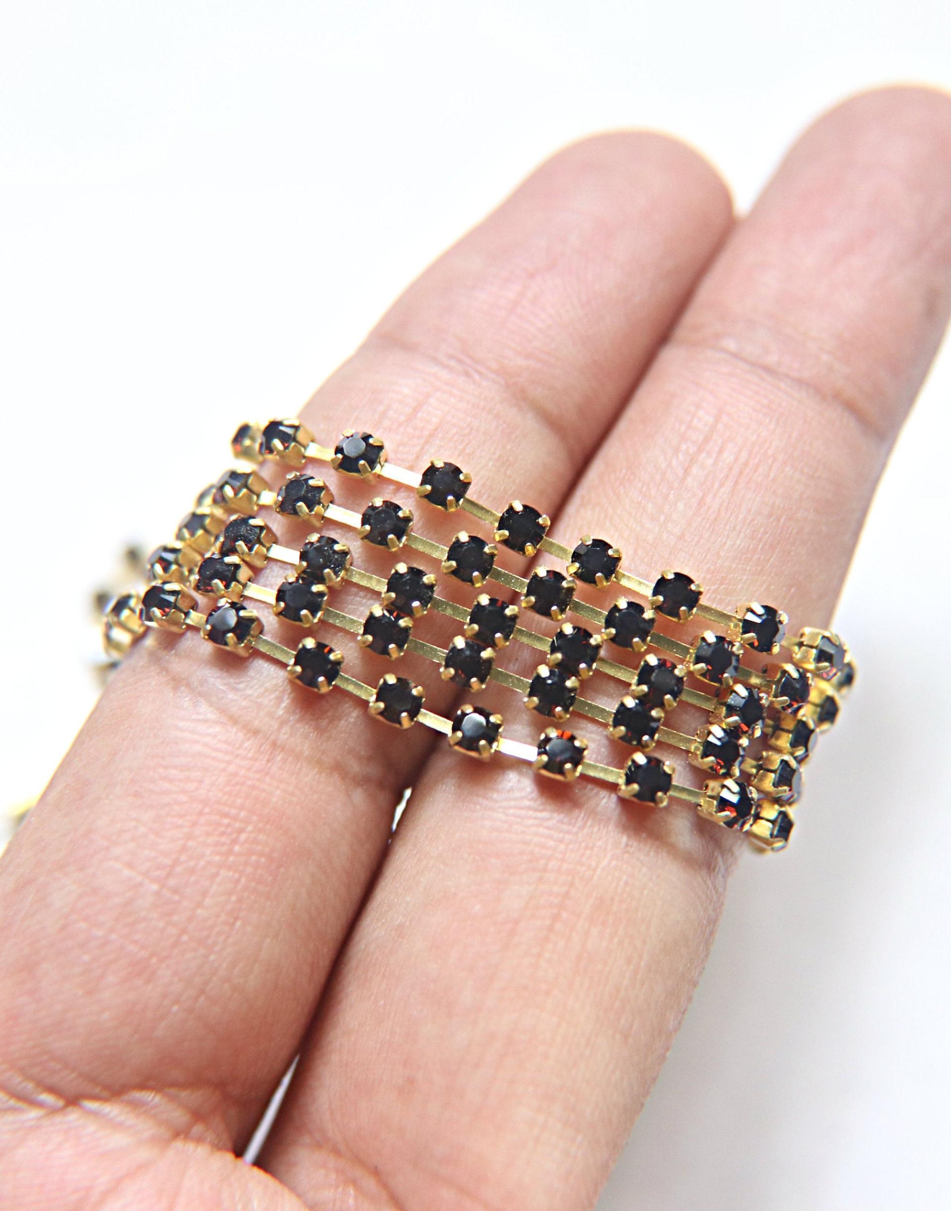 10 SS Swarovski Rhinestone Cup Chain in Mocca 2.8mm Made in Austria 0.5/1/2/5 Meters vintage findings / jewelry making / premium findings