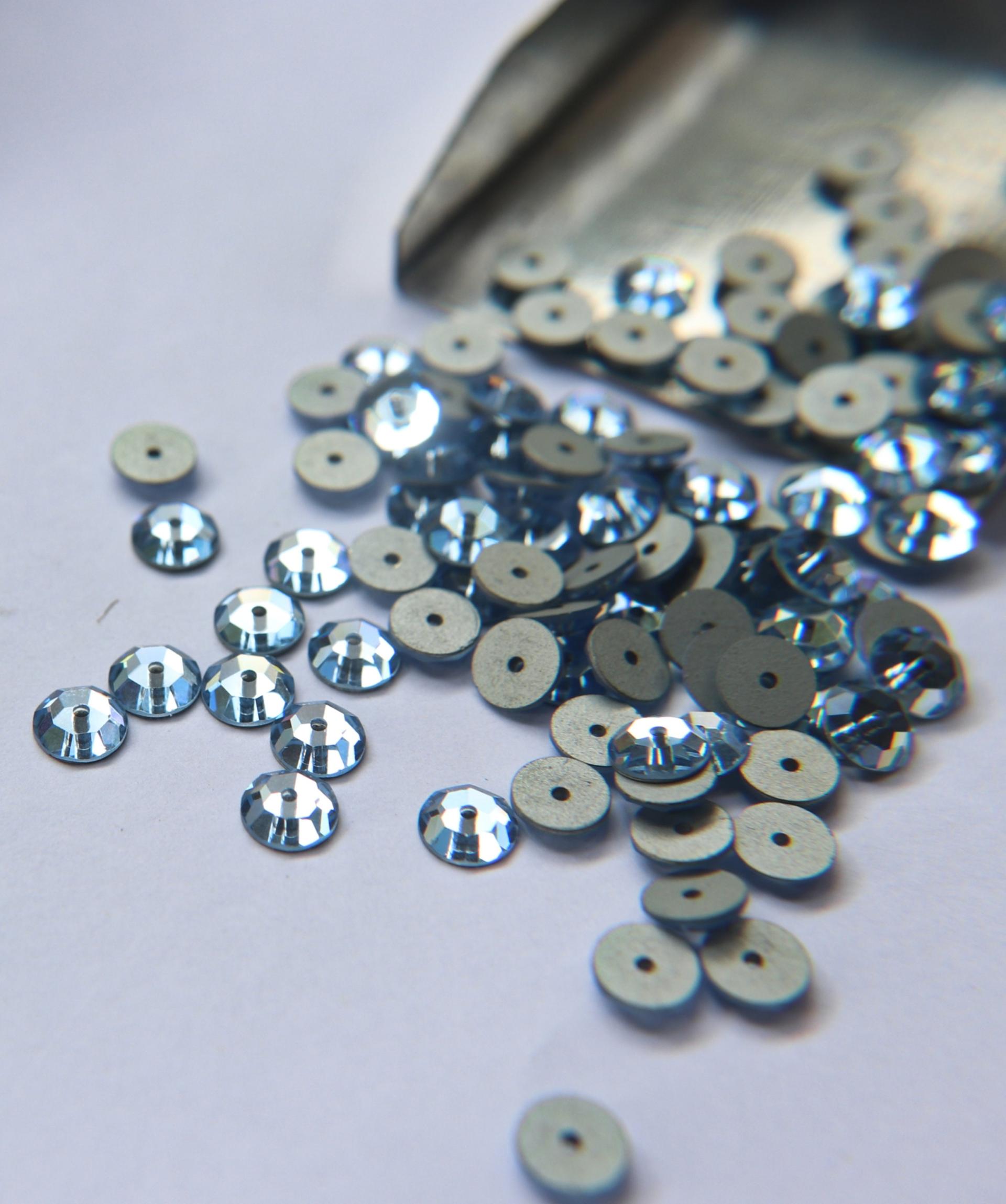 Swarovski Light Sapphire 6MM Lochrose SEW ON STONES 3128 24/72/144/720 Pieces, embroidery materials, couture materials, wedding decoration
