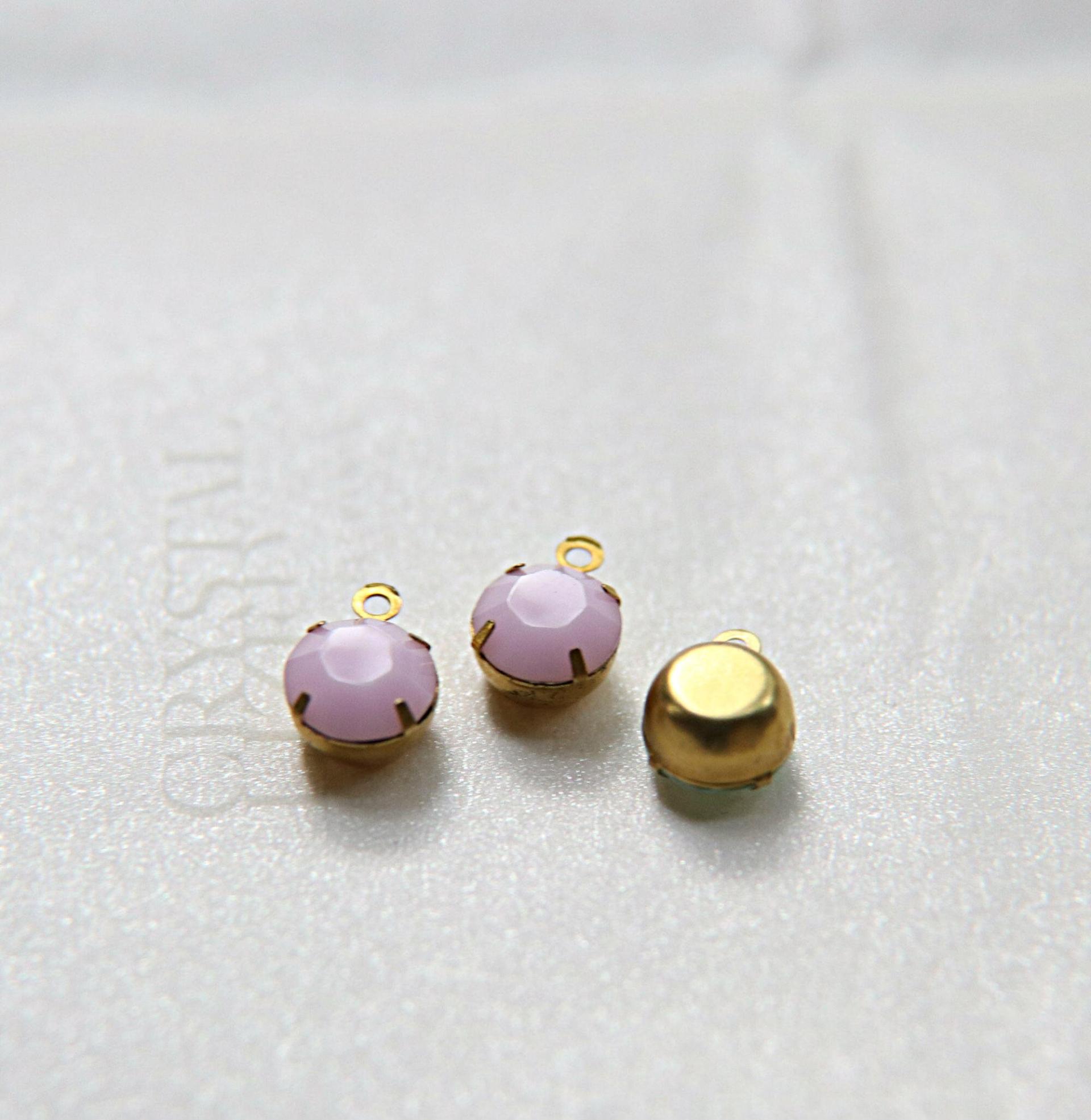 Swarovski 7mm Round setting drop one loop in Rose Alabaster 34ss (293) 6/12/24/100/300 Pieces jewelry supplies in Brass/Vintage Black