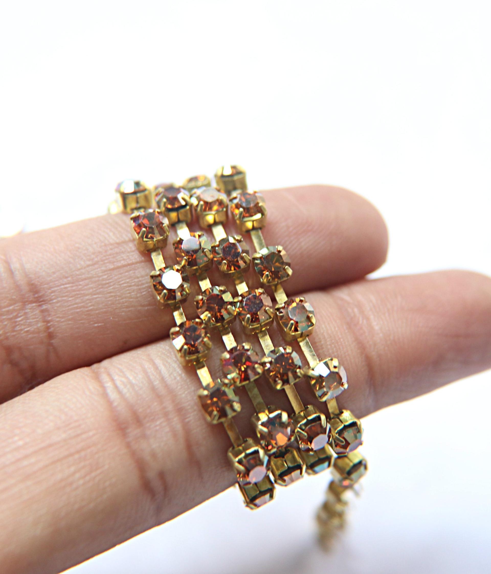 18ss Swarovski Rhinestone Chain in Crystal Copper 0.5/1/2/5 Meters Bridal Supplies, Jewelry Making, vintage findings, embroidery materials
