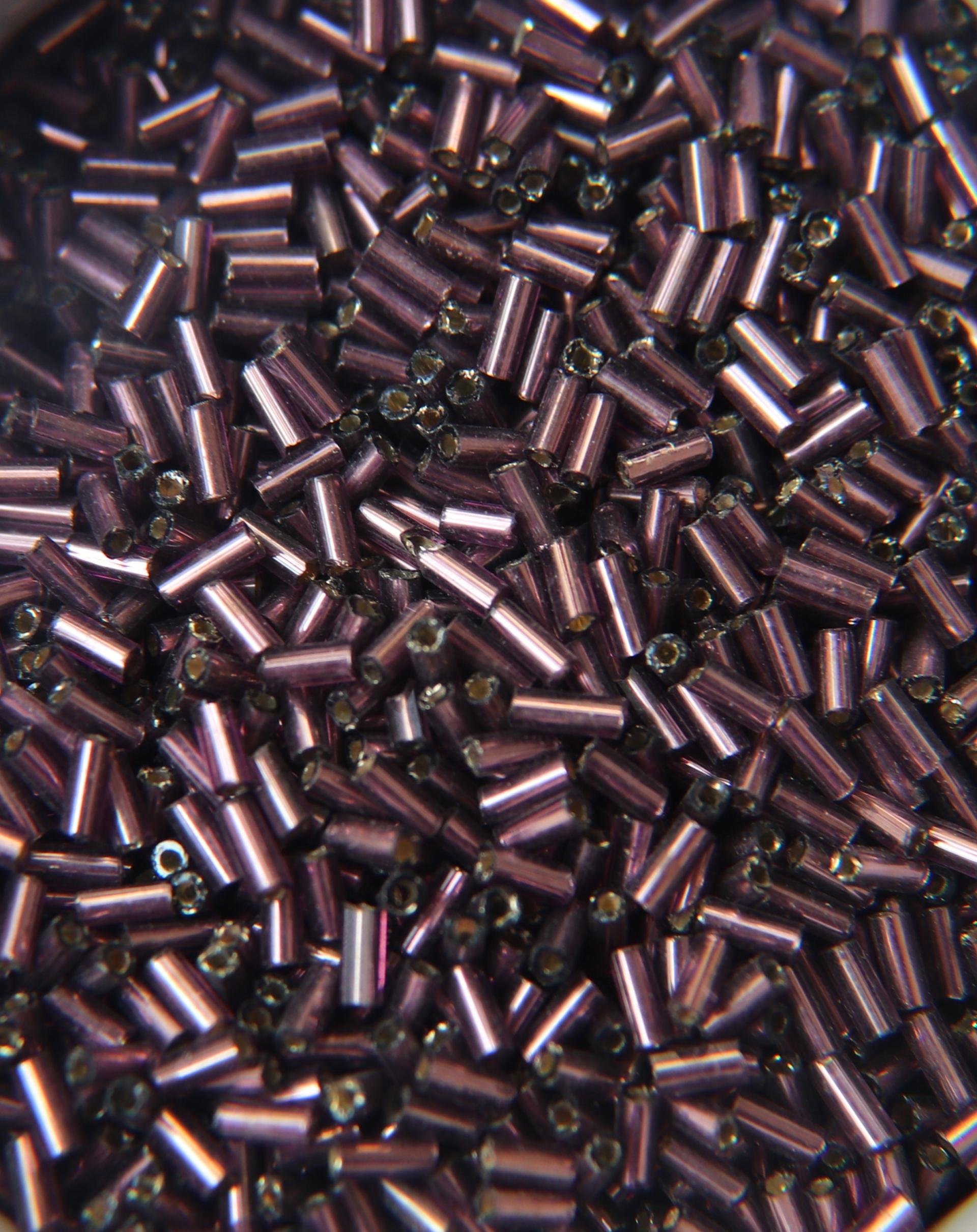 True Cuts Size 2 (2x4mm) Bugle Beads 5/10/20/50/250/500 Grams Amethyst Silverlined Preciosa Ornella loose tube beads, embroidery materials