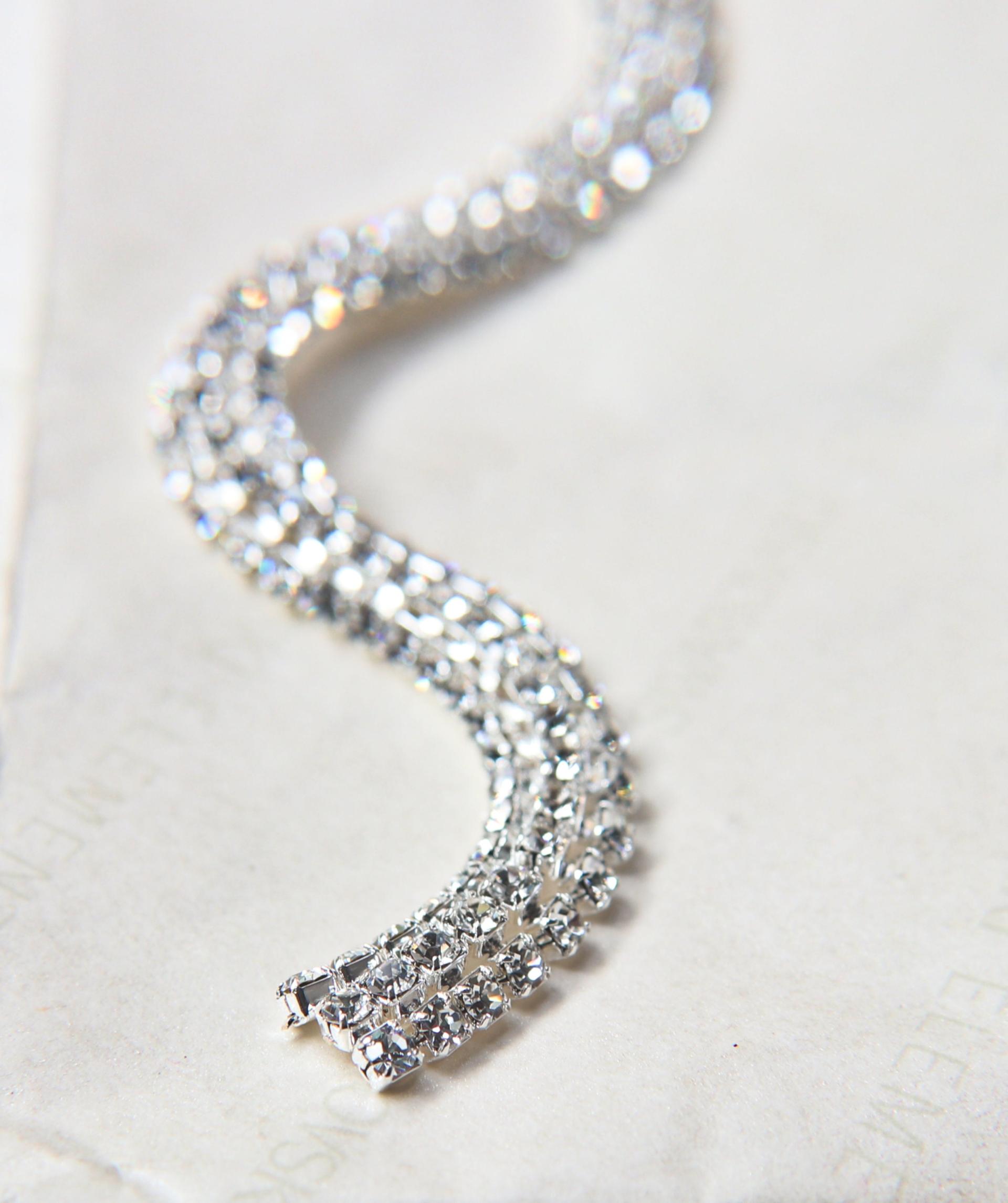 Swarovski Serpentine chain Rhinestone dome lace in Silver Plating 8mm thick for embellishments/Jewellery/couture jacket shoes embellishment