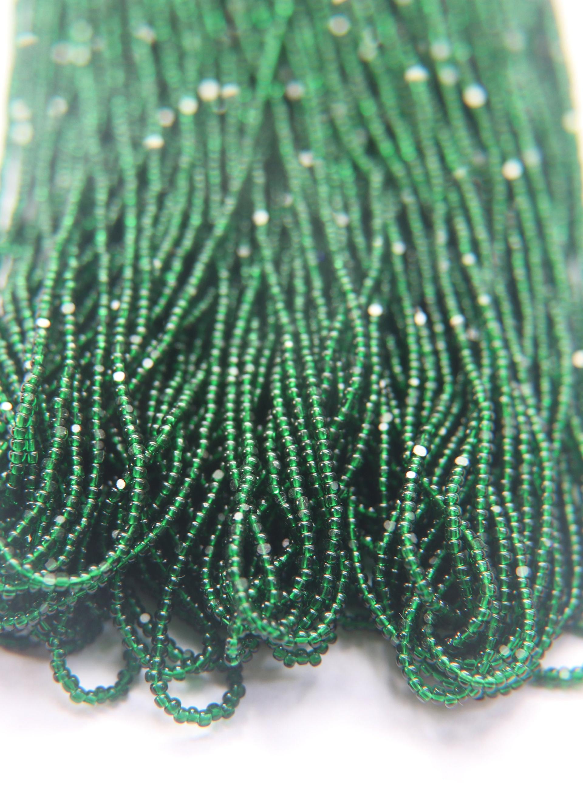 13/0 Charlotte Cut Beads Deep Green Transparent 5/10/20/50/250/500 grams glass beads, jewelry supply, vintage findings, craft supply, rare