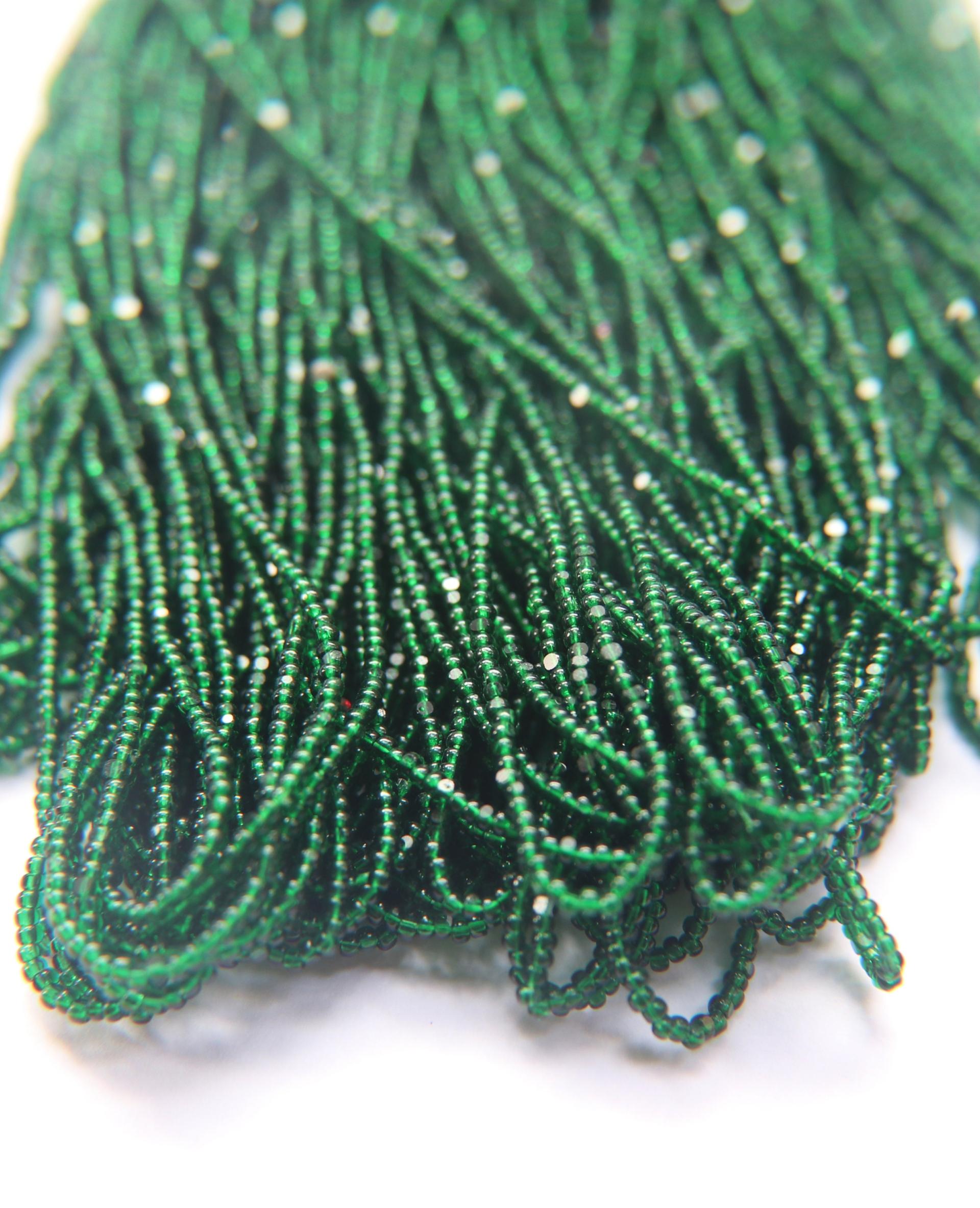 13/0 Charlotte Cut Beads Deep Green Transparent 5/10/20/50/250/500 grams glass beads, jewelry supply, vintage findings, craft supply, rare