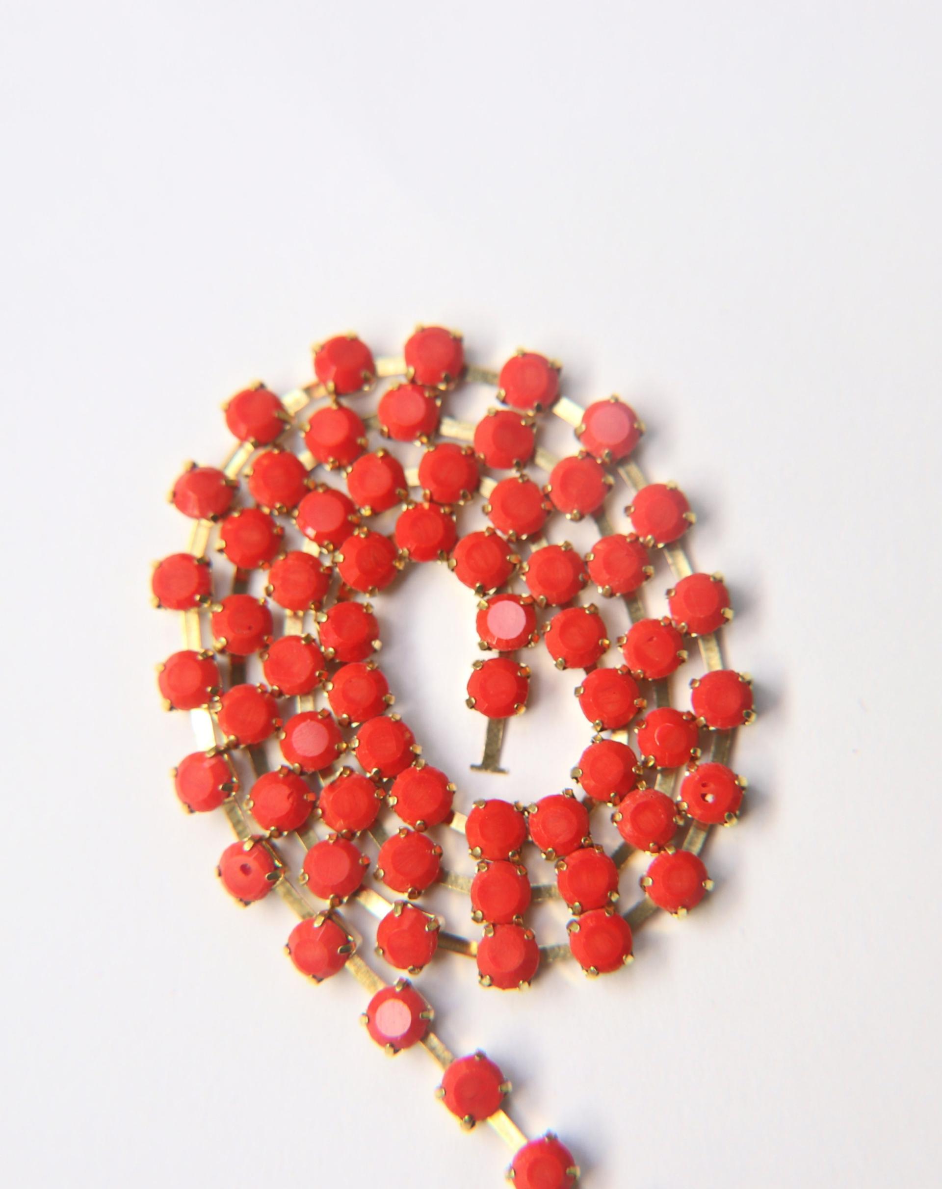 16 SS Rhinestone Chain Vintage Glass Pressed Chatons Coral Red Opaque (4mm) 1/2/5/15 Meters
