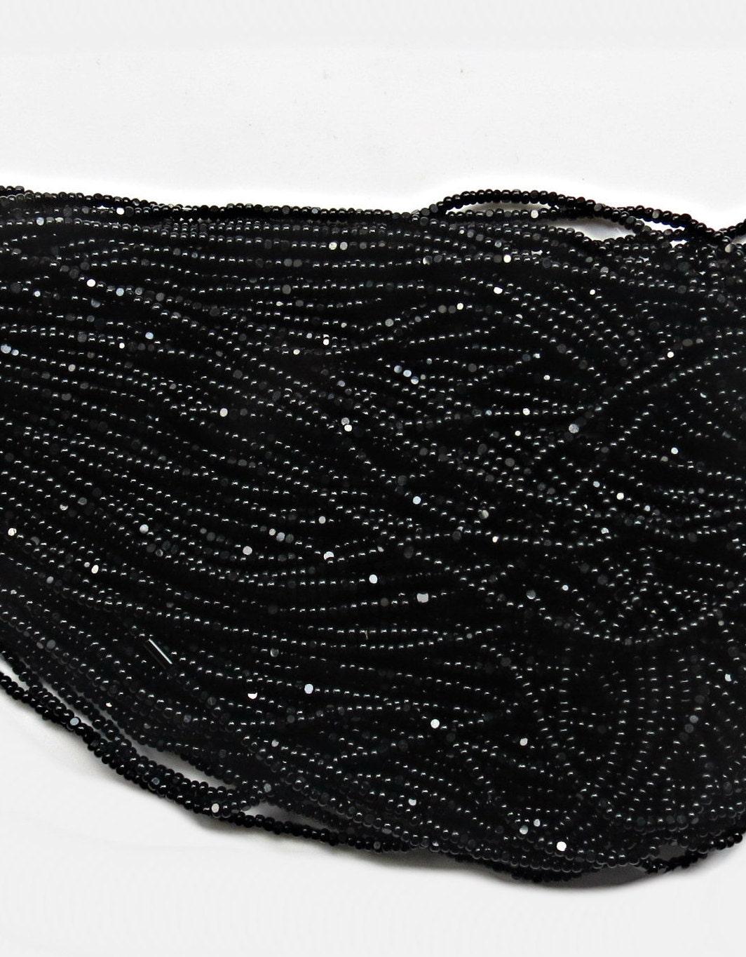8/0 Charlotte Cut Beads Jet Black 10/20/50/250/500 Grams glass beads, jewelry supply, vintage findings, craft supply, rare materials, bijoux