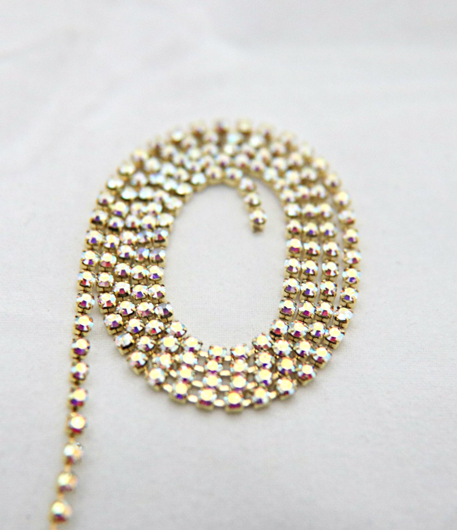 18pp Swarovski Crystal AB (2.5mm) 0.5/1/2/5 Meters Brass Settings Wedding Bridal Supplies|Jewelry Making|Decoration, strass chains, laces