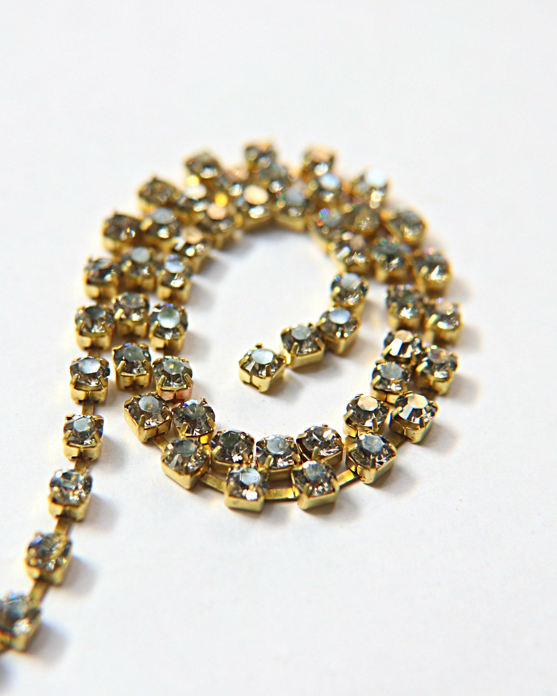 18ss Swarovski Rhinestone Chain in Crystal Silver Shade 0.5/1/2/5 Meters Bridal Supplies, Jewelry, vintage findings, embroidery materials
