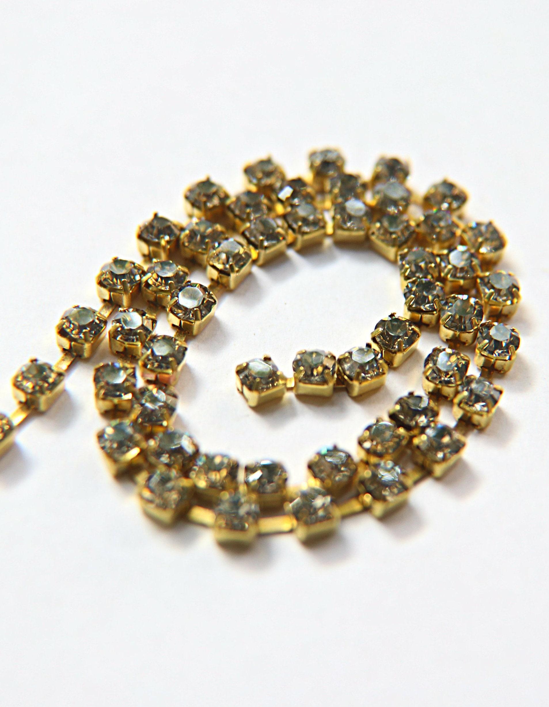 18ss Swarovski Rhinestone Chain in Crystal Silver Shade 0.5/1/2/5 Meters Bridal Supplies, Jewelry, vintage findings, embroidery materials