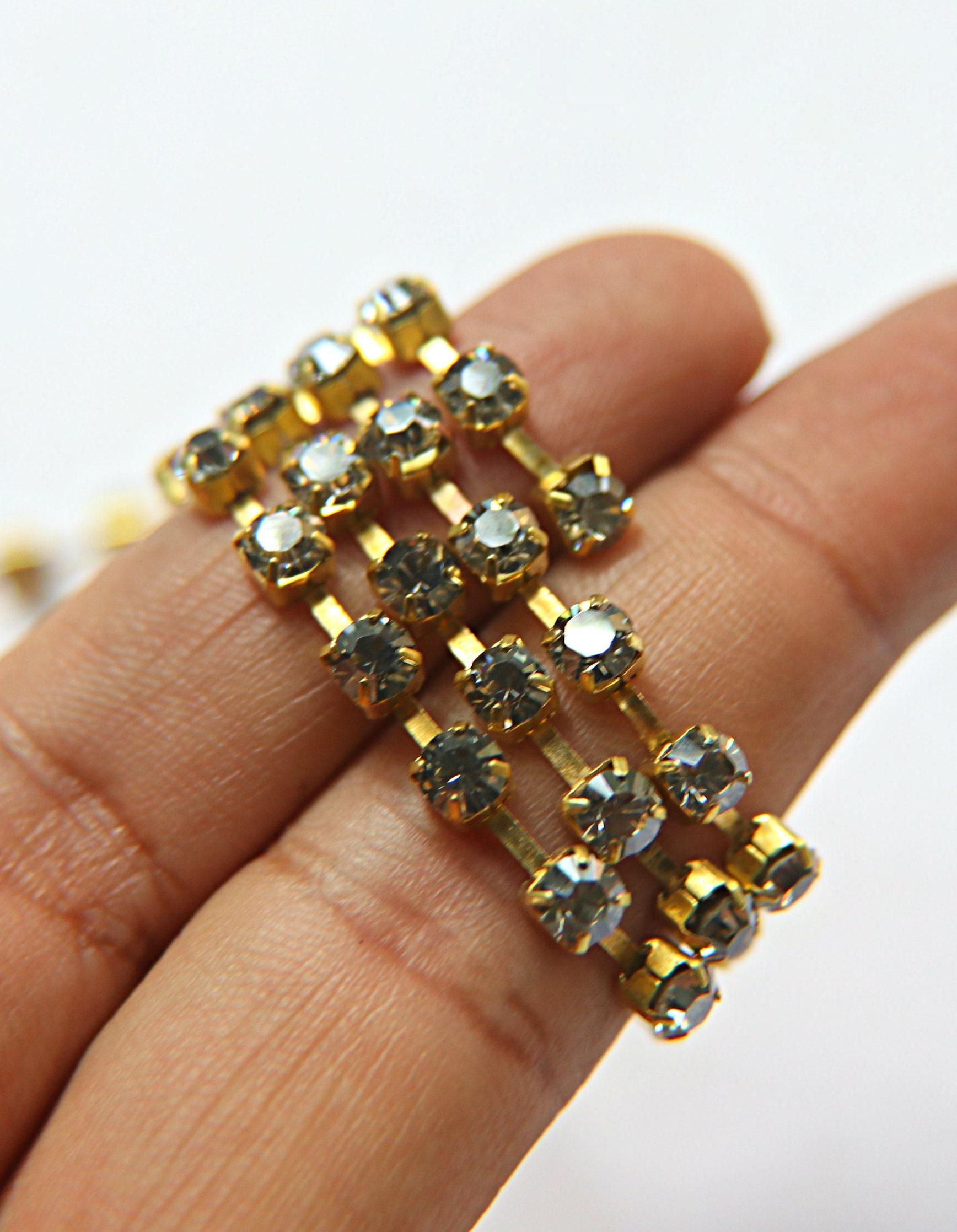 18ss Swarovski Rhinestone Chain in Crystal Silver Shade 0.5/1/2/5 Meters Bridal Supplies, Jewelry, vintage findings, embroidery materials