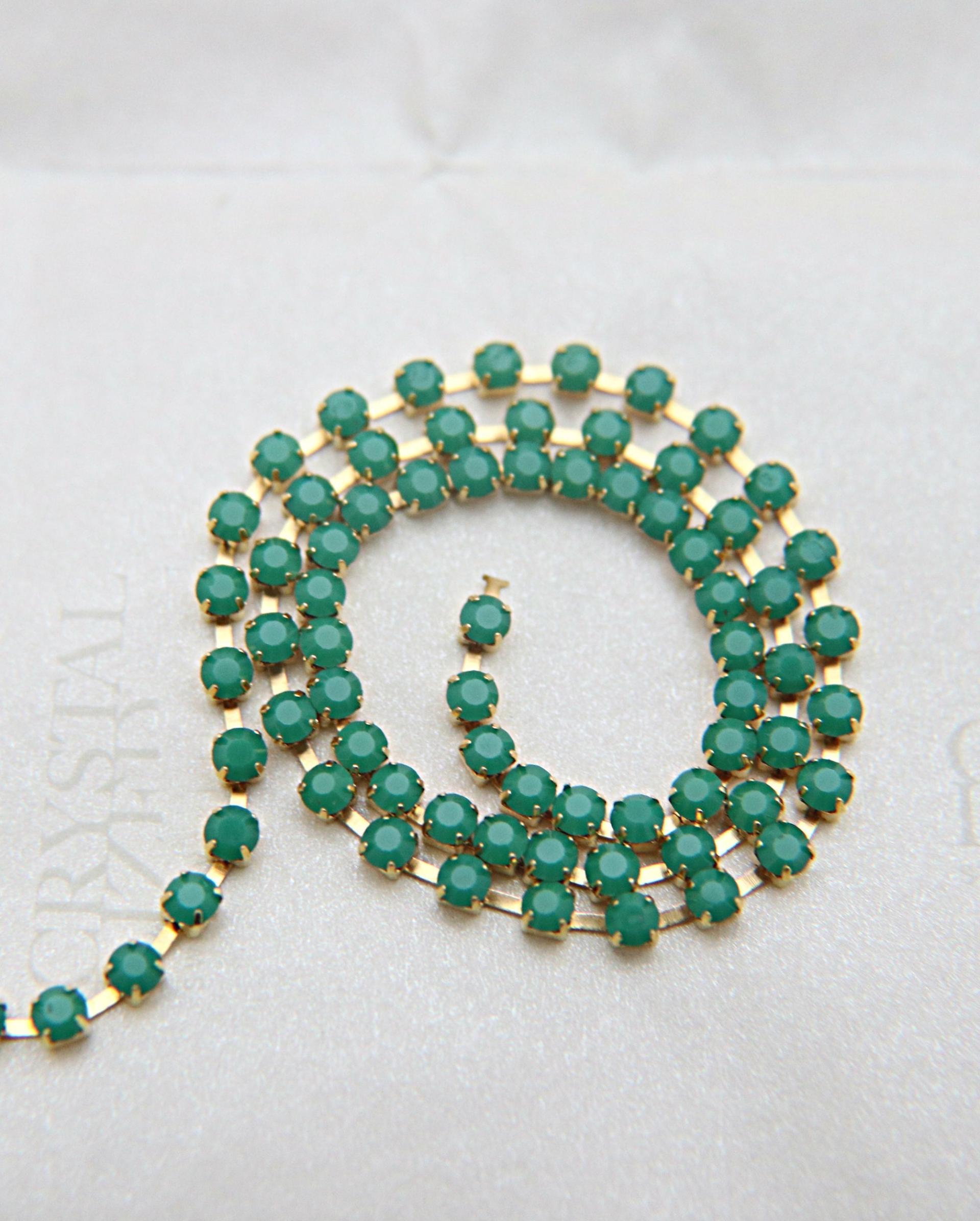 12 SS Swarovski Vintage Rhinestone Chain in Green Alabaster 3mm 0.5/1/2/5 Meters Wedding Bridal Supplies|Jewelry Making|Decoration, strass