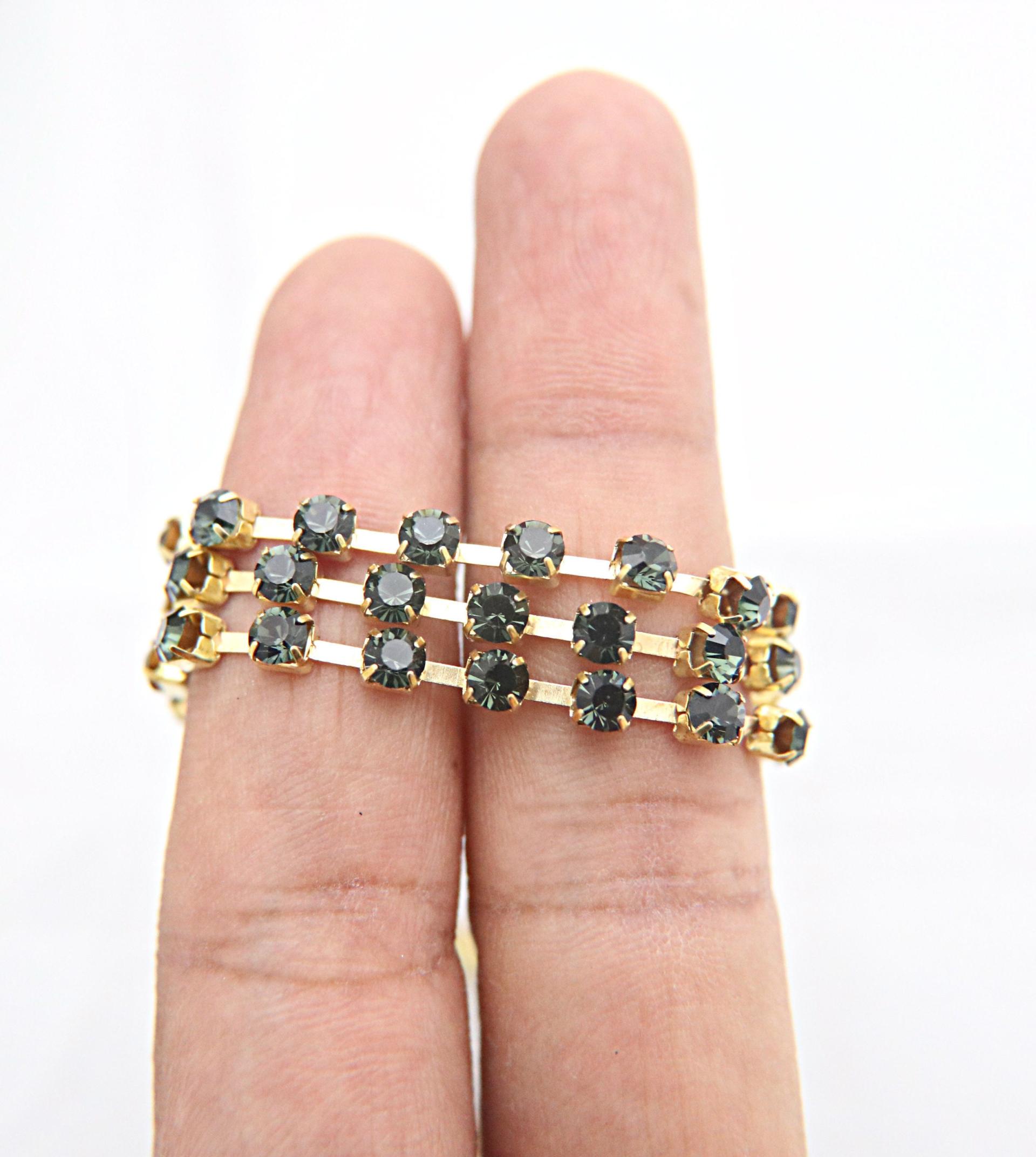 16 SS Rhinestone Chain Swarovski in MORION 4mm 0.5/1/2/5/15 Meters vintage findings, strass chains, embroidery materials, vintage findings