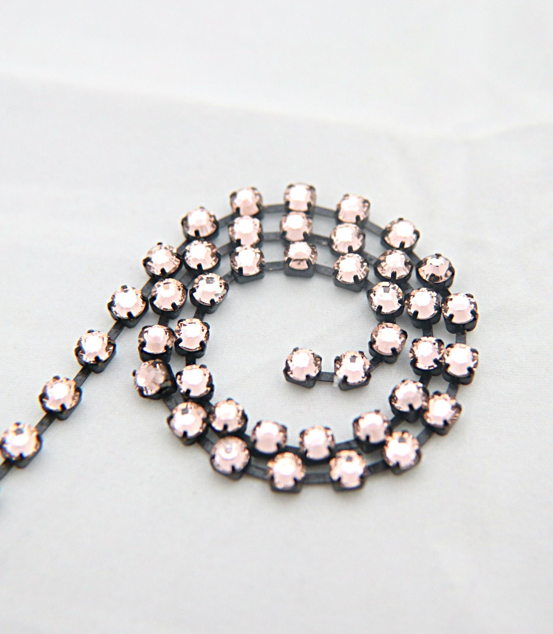 16ss Swarovski 2088 Chain in Flat Vintage Rose (4mm) 0.5/1/2/5 Meters Vintage Black Settings Bridal Supplies|Jewelry Making, embellishments