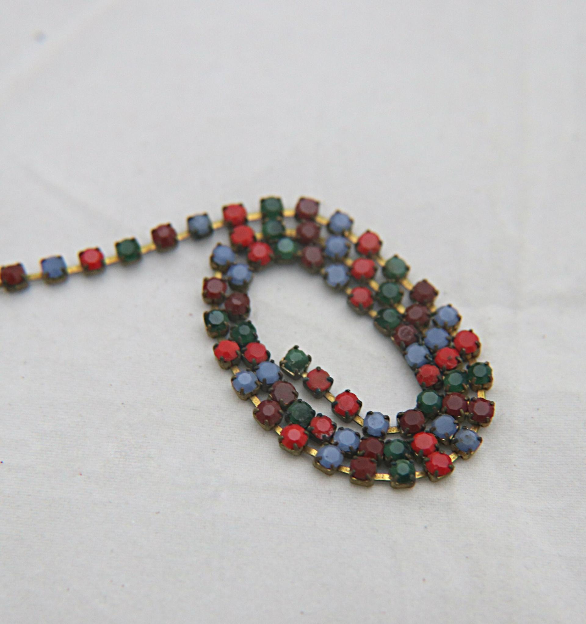 10SS Rhinestone Chain Vintage Glass Pressed Chatons Multi color Opaque 2.8 mm 1/2/5/15 Meters