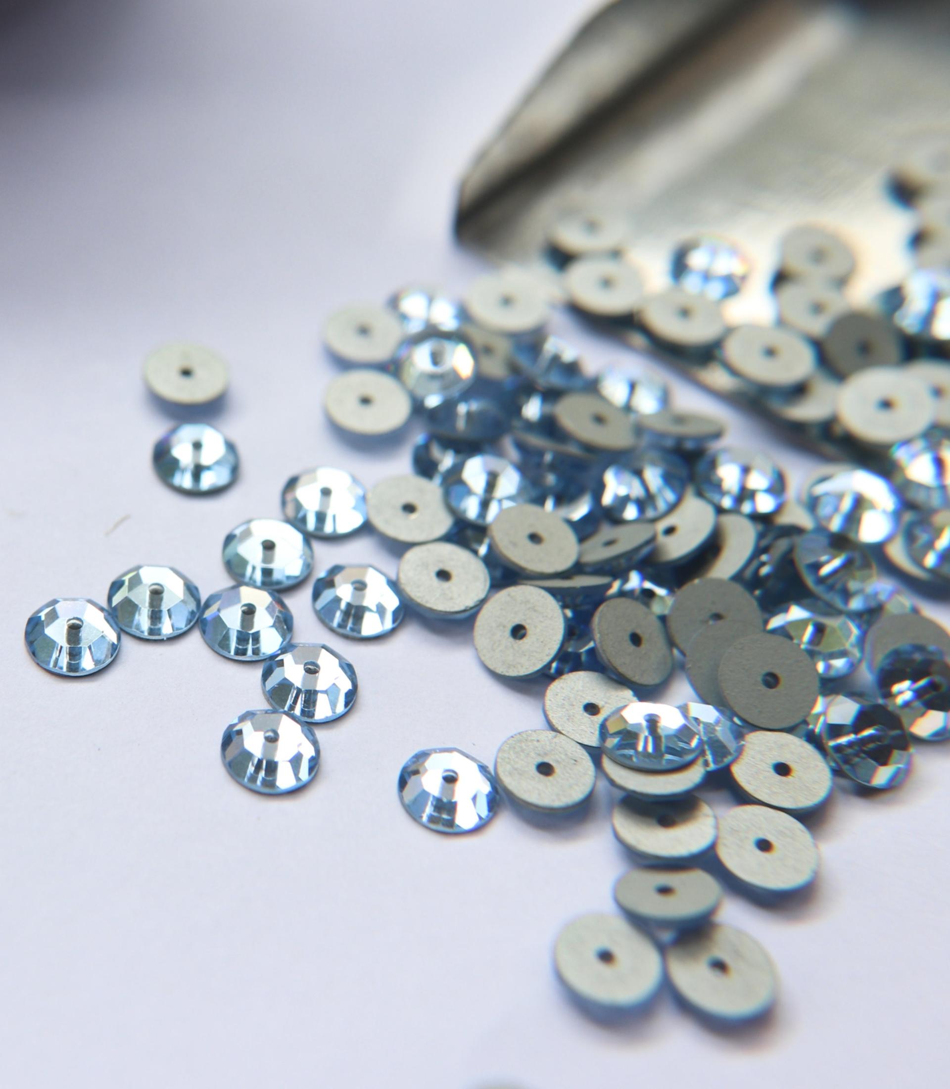 Swarovski Light Sapphire 6MM Lochrose SEW ON STONES 3128 24/72/144/720 Pieces, embroidery materials, couture materials, wedding decoration