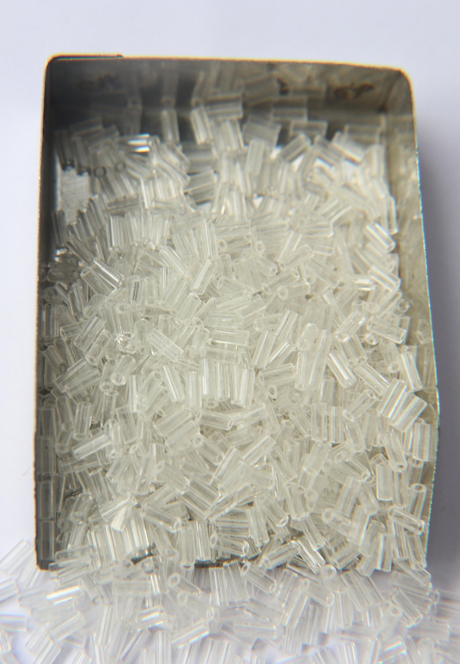 True Cuts Size 2 (2x4mm) Bugle Beads 5/10/20/50/250/500 Grams Crystal 00050 Preciosa Ornella loose tube beads, embroidery materials