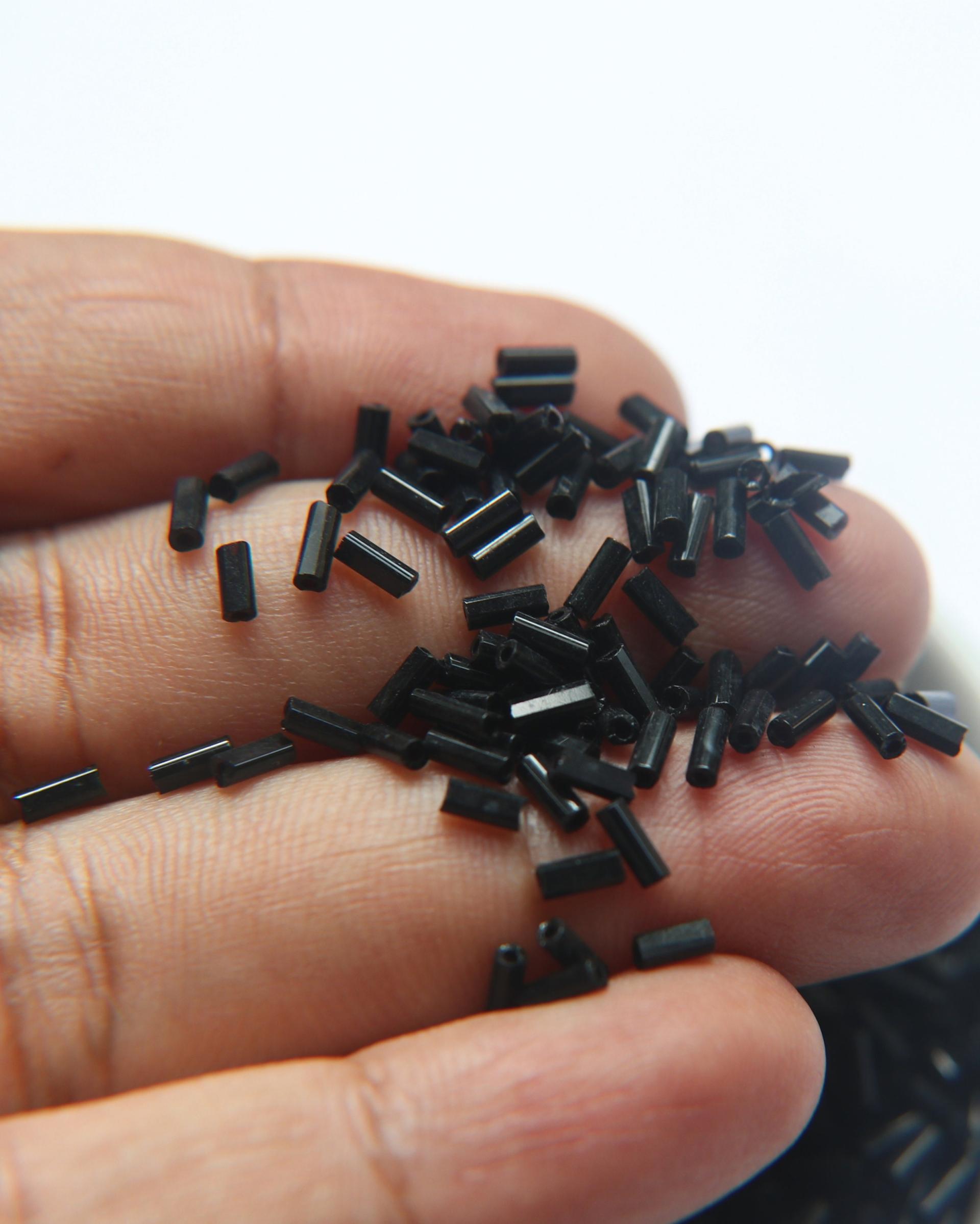 True Cuts Size 2 (2x4mm) Bugle Beads 5/10/20/50/250/500 Grams Jet Black 23980 Preciosa Ornella loose tube beads, embroidery materials, craft