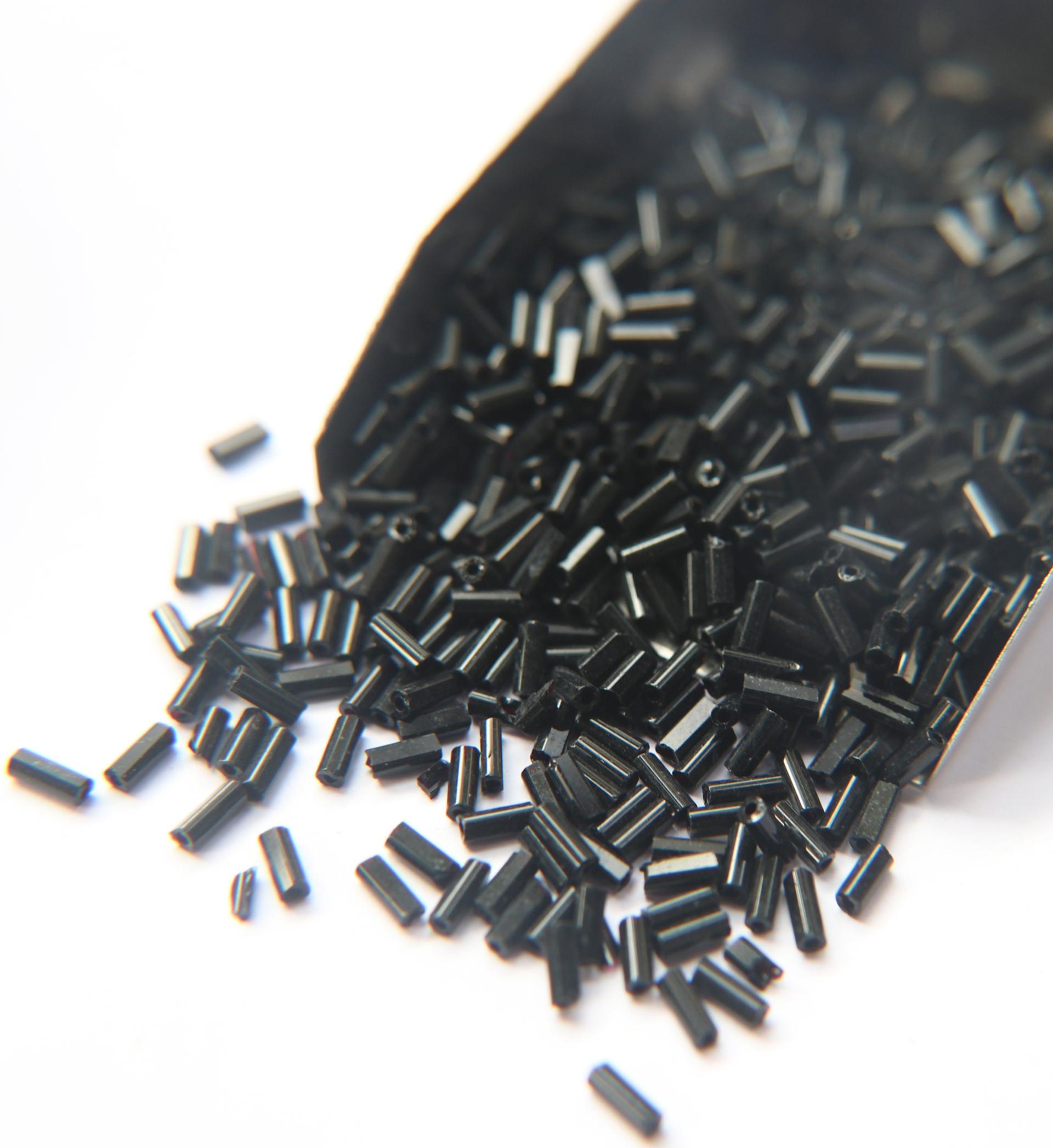 True Cuts Size 2 (2x4mm) Bugle Beads 5/10/20/50/250/500 Grams Jet Black 23980 Preciosa Ornella loose tube beads, embroidery materials, craft