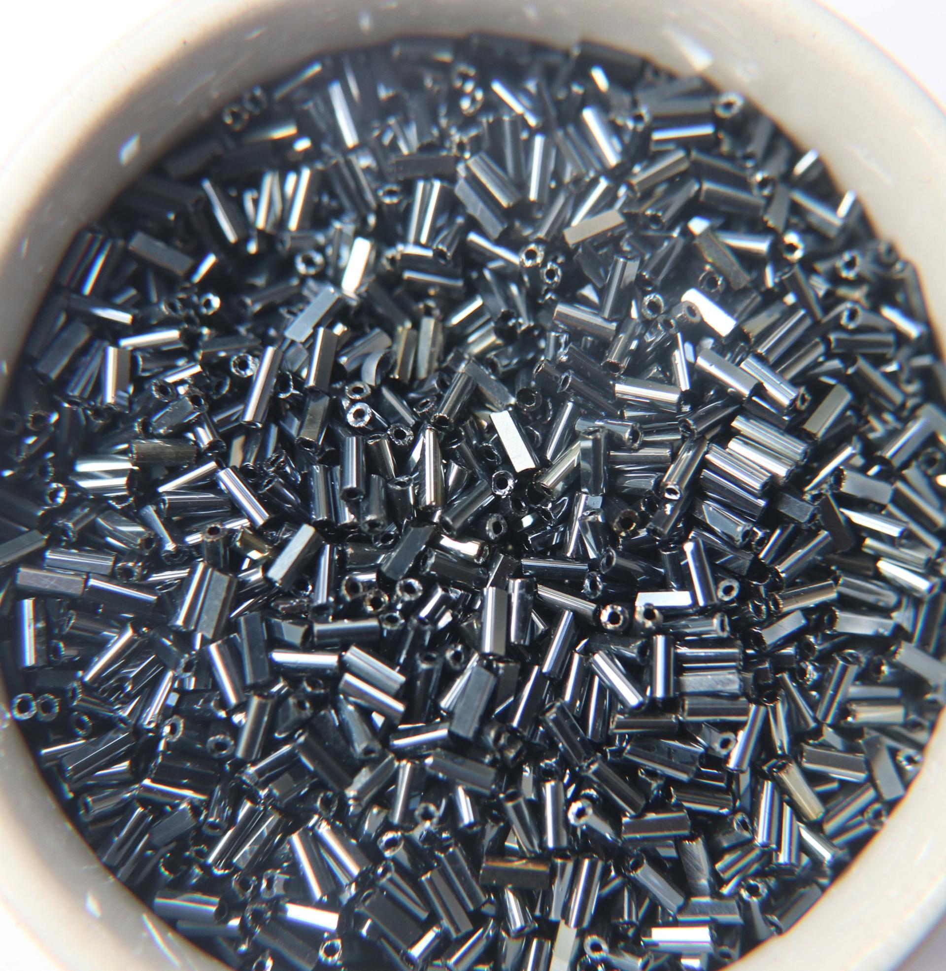 True Cuts Size 2 (2x4mm) Bugle Beads 5/10/20/50/250/500 Grams Metallic Blue Preciosa Ornella loose tube beads, embroidery materials, craft