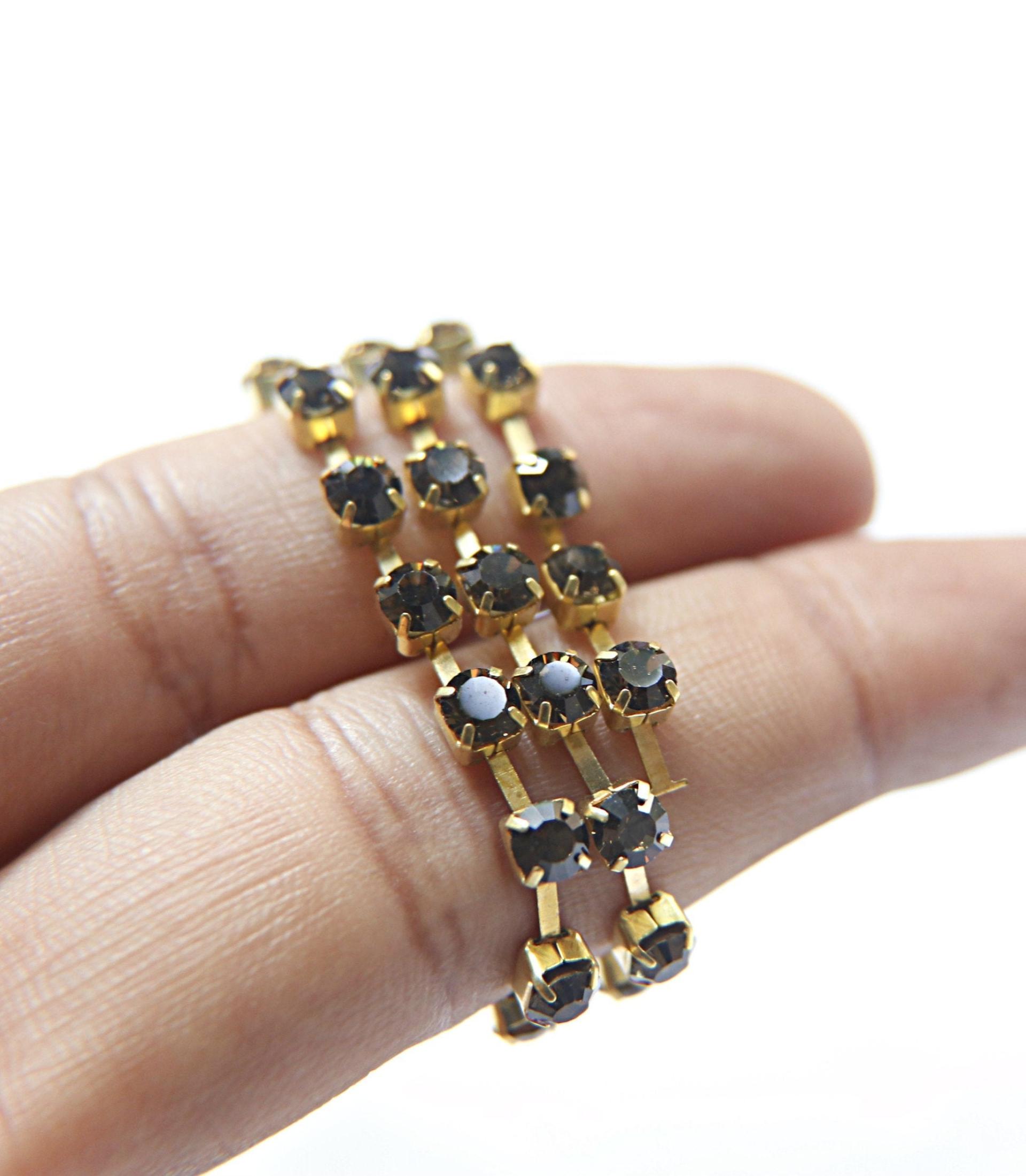 18ss Swarovski Rhinestone Chain in Mocca (4.2mm) 0.5/1/2/5 Meters Bridal Supplies, Jewelry Making, vintage findings, embroidery materials