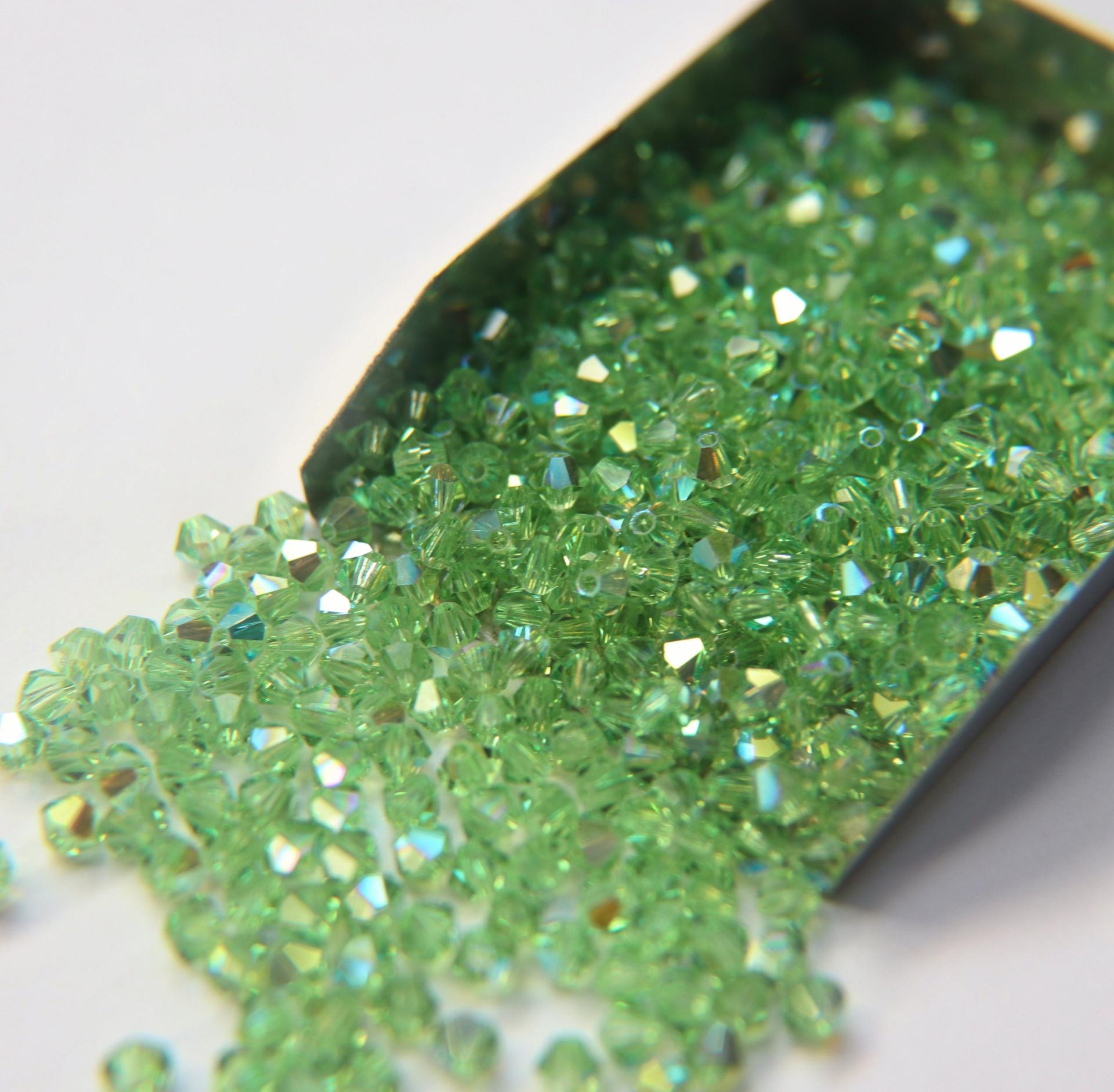 Swarovski (3/4mm) Peridot AB Bicones rainbow beads 36/72/144/432/720 Pieces rainbow beads, jewelry making, couture embellishments