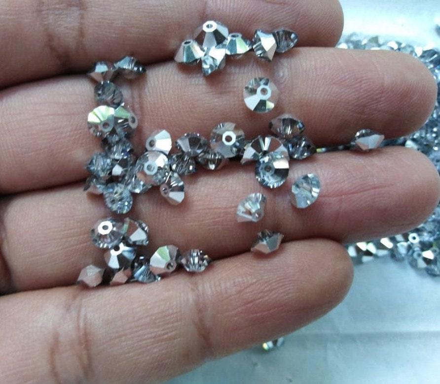 5x3mm Crystal Silvernight Preciosa Flat Bicone Spacer Beads 20/72/144/432/1000 Pieces jewelry making, vintage rare findings, premium beads