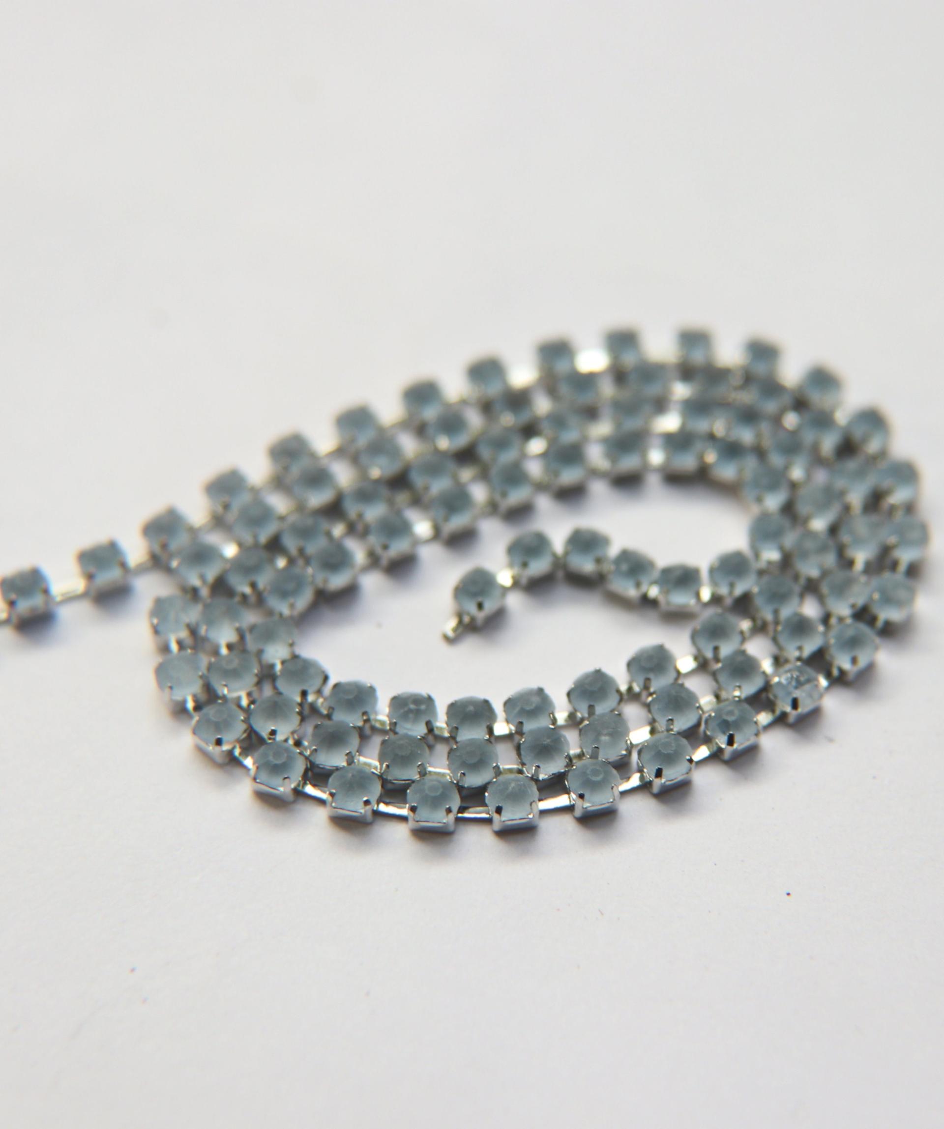 12 SS Rhinestone Chain Vintage Glass Light Sapphire Frosted Silver Plated 3mm 1/2/5/15 Meters Wedding Supplies|Jewelry Making|Decoration