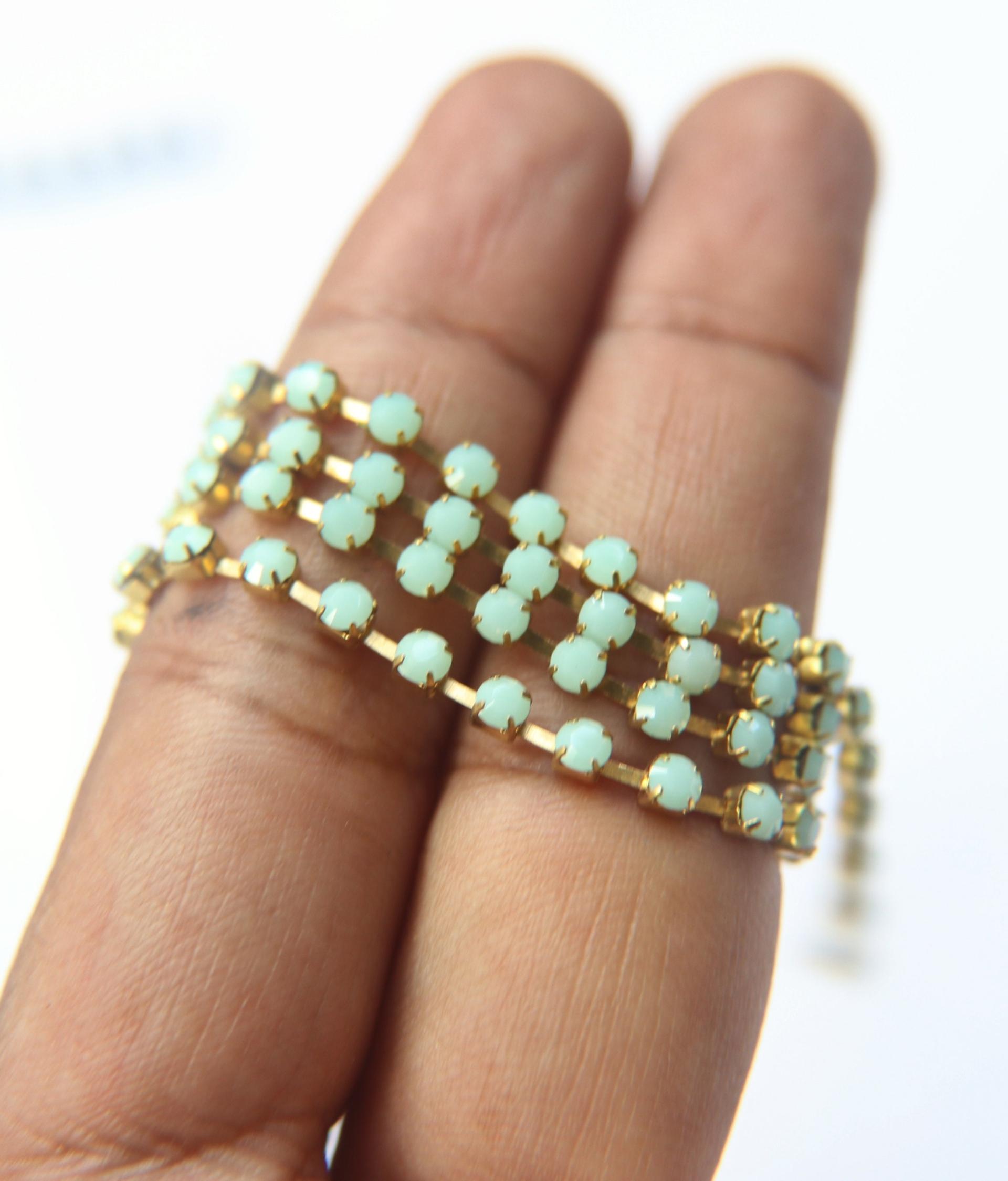 12 SS Swarovski Cup Chain in Mint Alabaster 3mm Made in Austria 0.5/1/2/5 Meters strass chains, embroidery materials, craft supplies