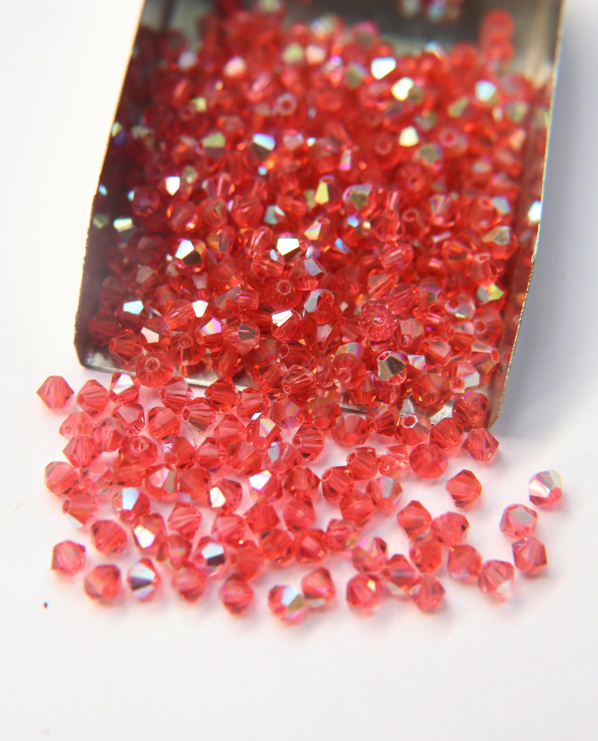 4mm Swarovski Padparadscha AB Bicones 36/72/144/432/720 Pieces rainbow beads, jewelry making, couture embellishments, embroidery materials