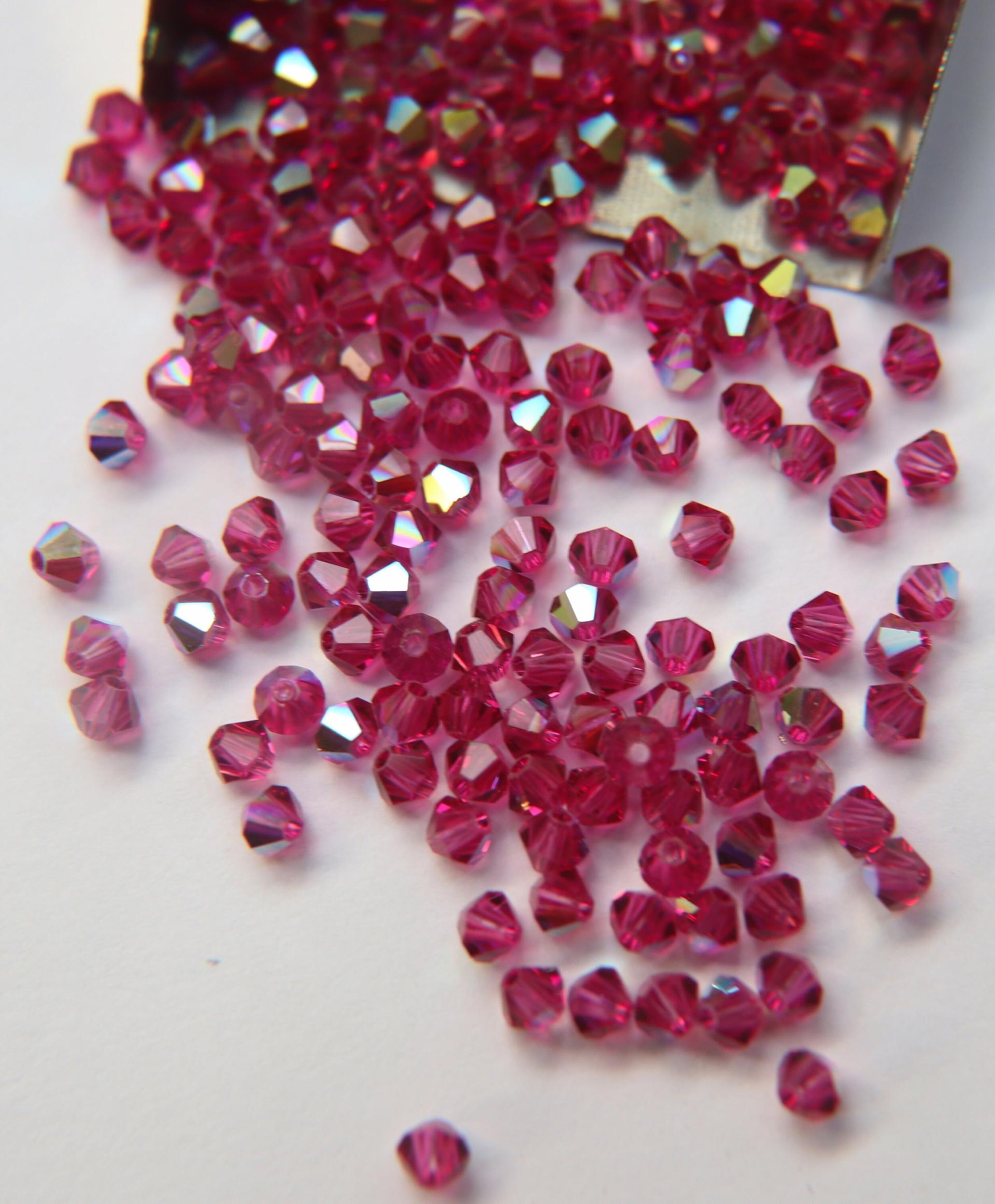 4mm Swarovski Fuchsia AB Bicones rainbow beads 36/72/144/432/720 Pieces rainbow beads, jewelry making, couture embellishments, embroidery