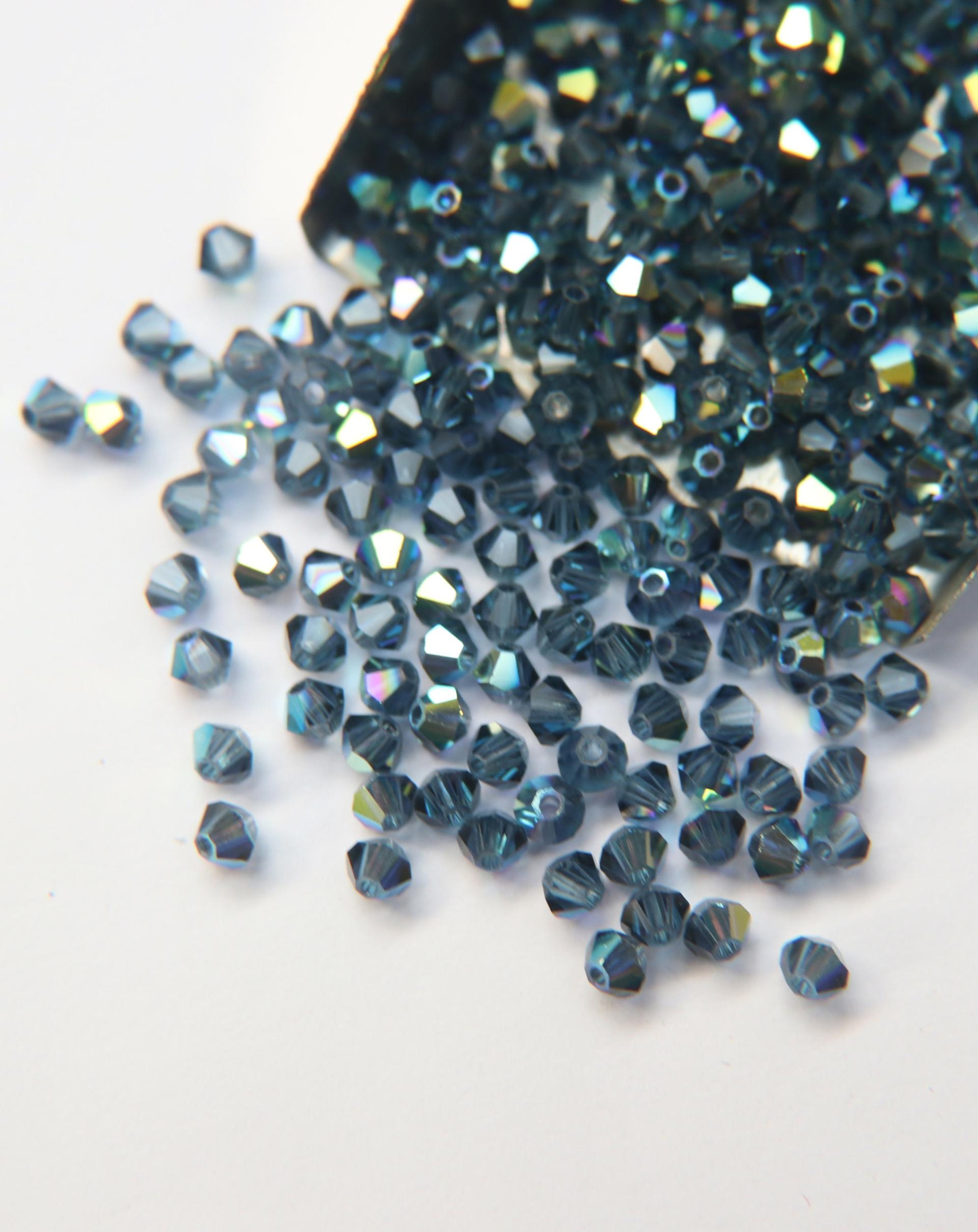 4mm Swarovski Montana AB Bicones 36/72/144/432/720 Pieces Jewellery making beads, couture embellishments, rainbow sequins