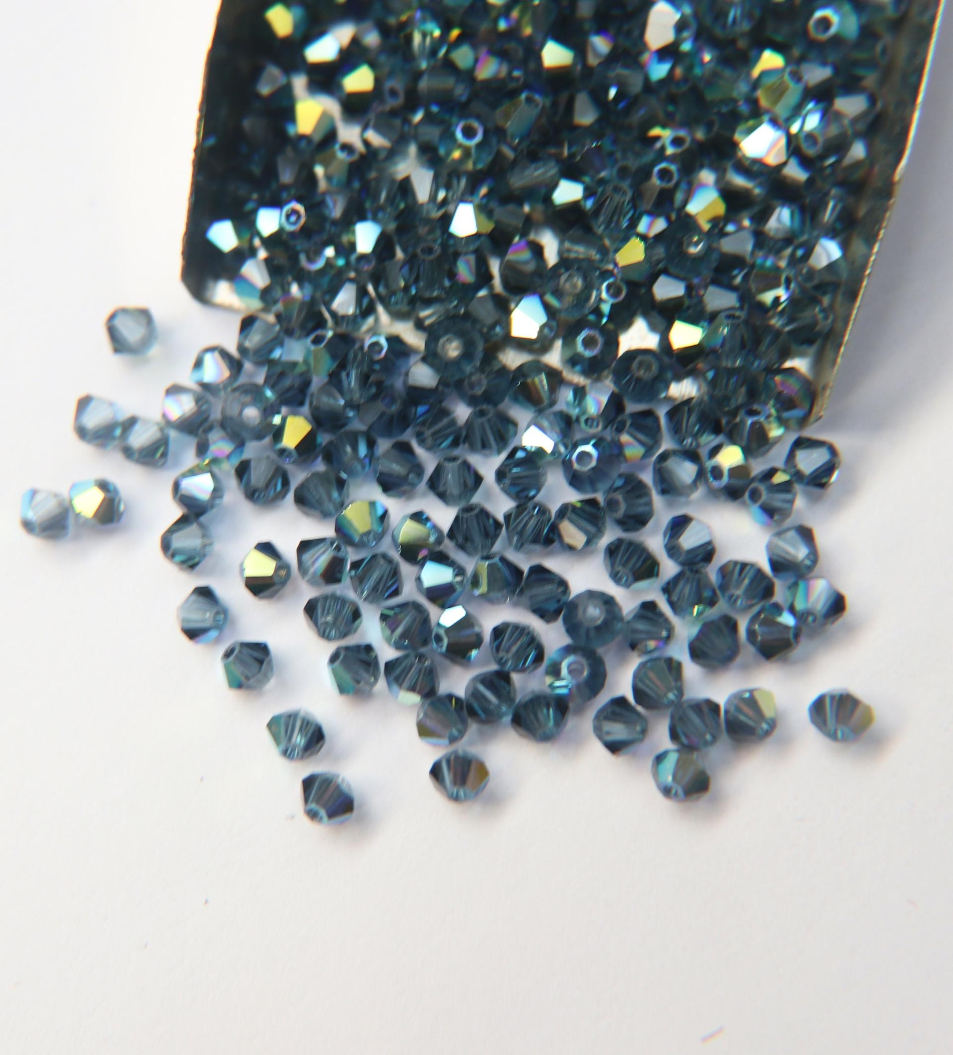 4mm Swarovski Montana AB Bicones 36/72/144/432/720 Pieces Jewellery making beads, couture embellishments, rainbow sequins