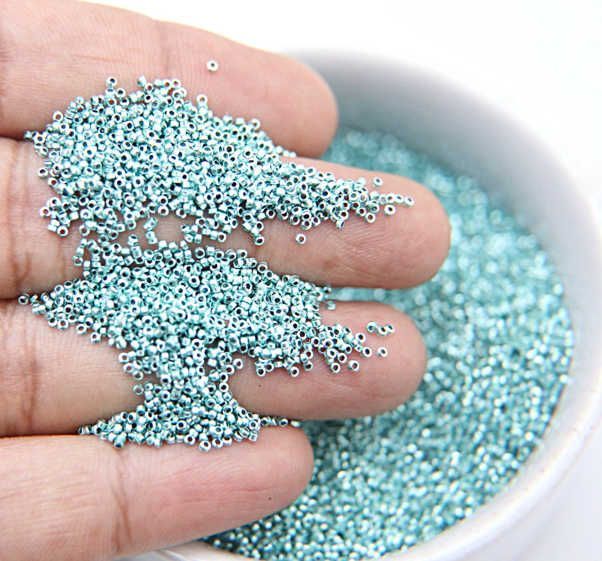 1mm Micro Aqua Metallic Plated Tube Beads 5/10/100/500 Gram High Quality Nail Art decoration / Haute Couture Embroidery / Doll Making