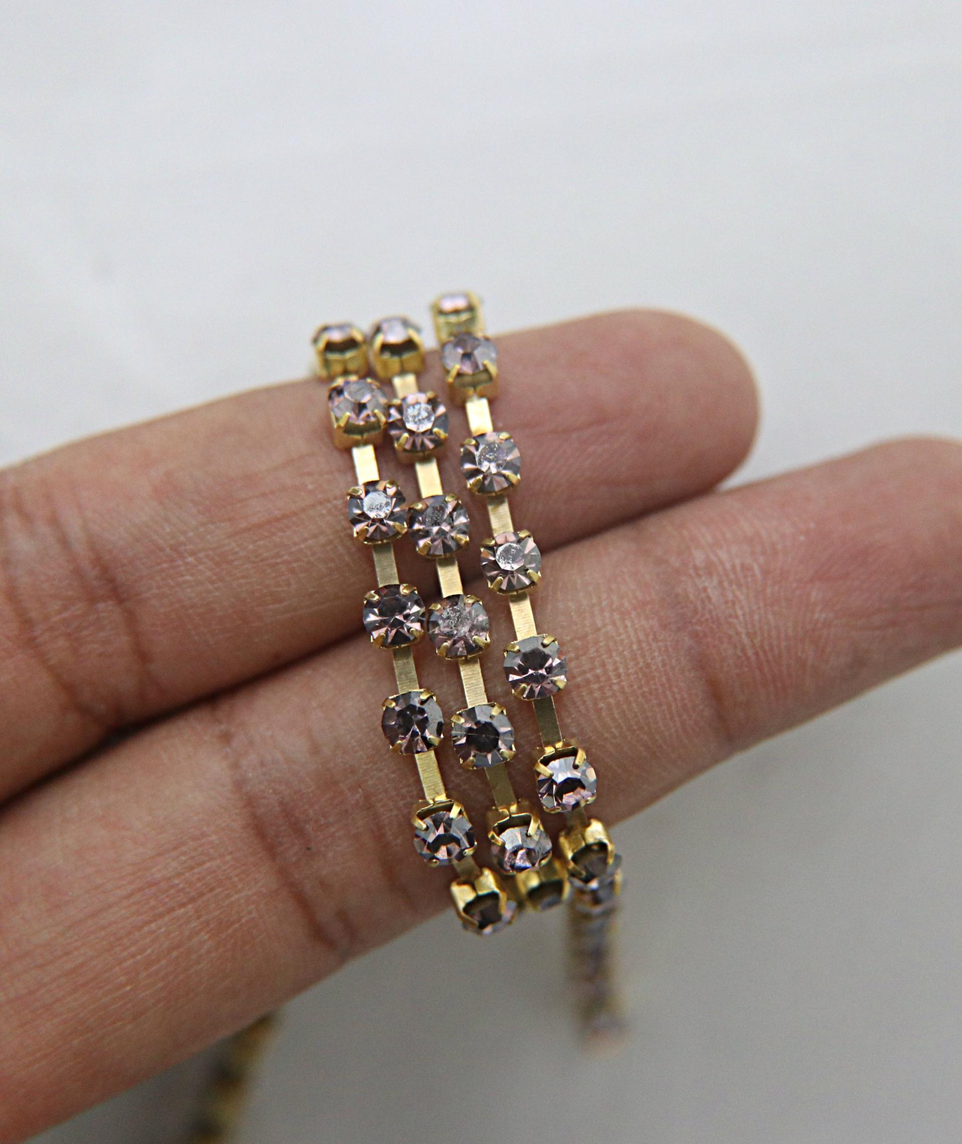 16 SS Rhinestone Chain Swarovski in Light Amethyst Satin 4mm 0.5/1/2/5/15 Meters vintage findings, strass chains, embroidery materials