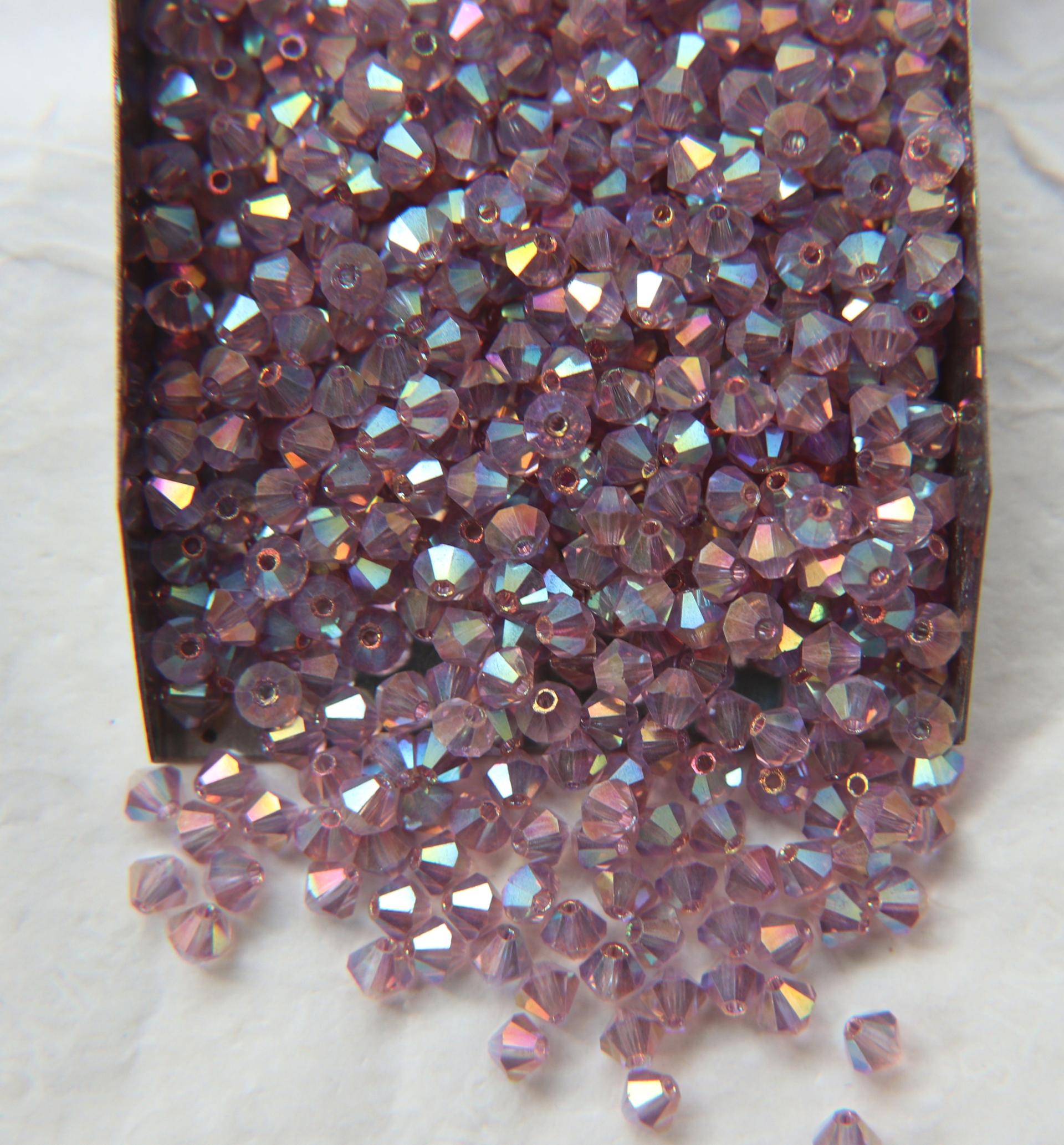 4mm Light Amethyst (212) 2X Shimmer Swarovski Bicone Cuts beads AB 36/72/144/432/720 Pieces embellishment couture
