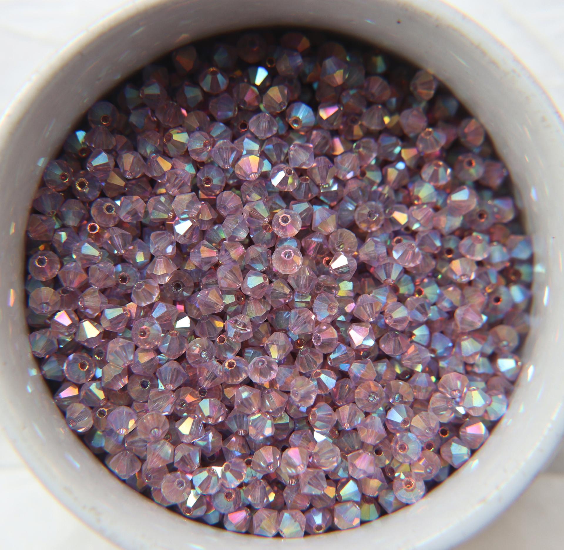 4mm Light Amethyst (212) 2X Shimmer Swarovski Bicone Cuts beads AB 36/72/144/432/720 Pieces embellishment couture