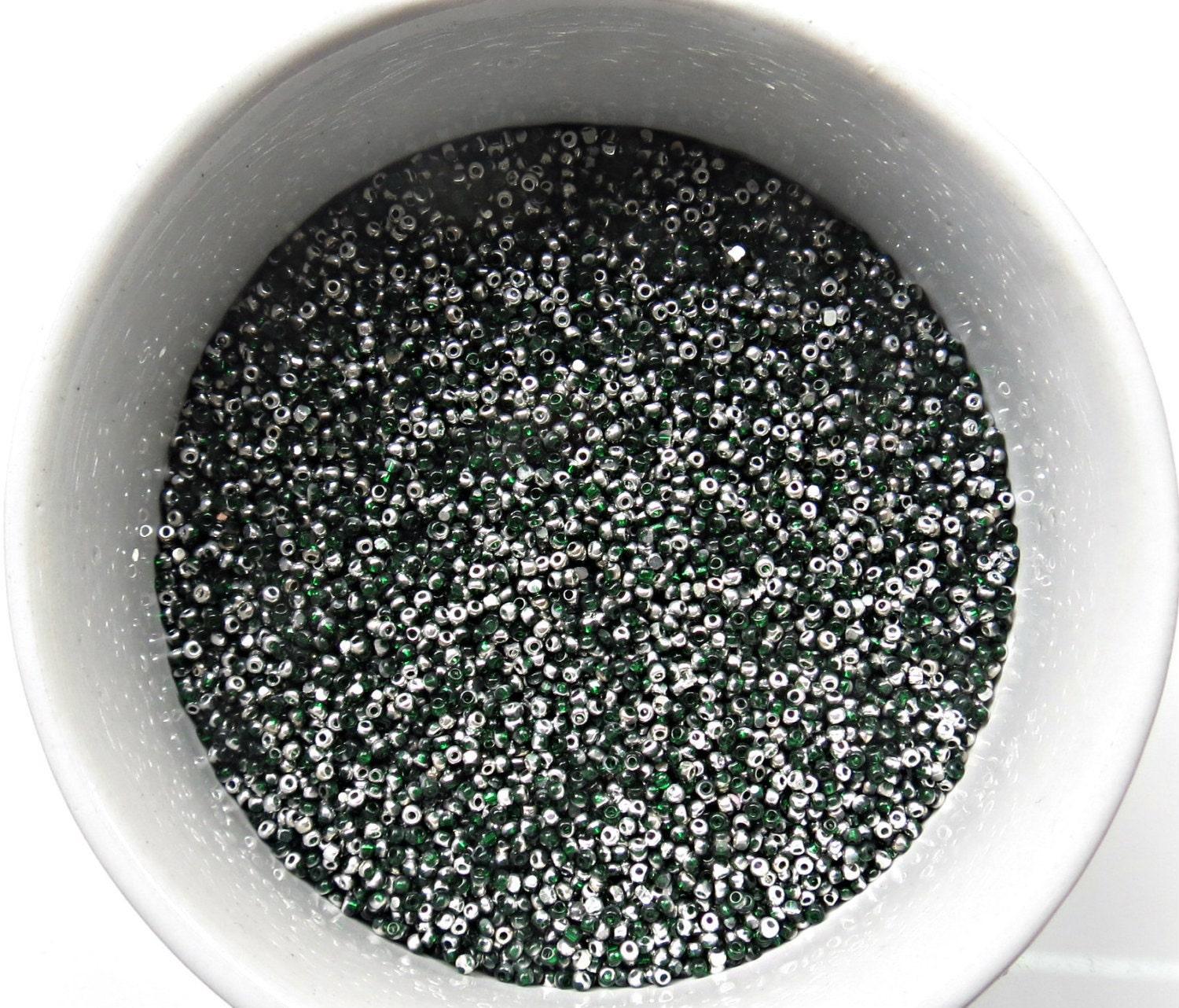 13/0 Charlotte Cut Beads Patina Transparent Emerald Silver 5/10/20/50/250/500 Grams glass beads, jewelry supply, findings, craft supply