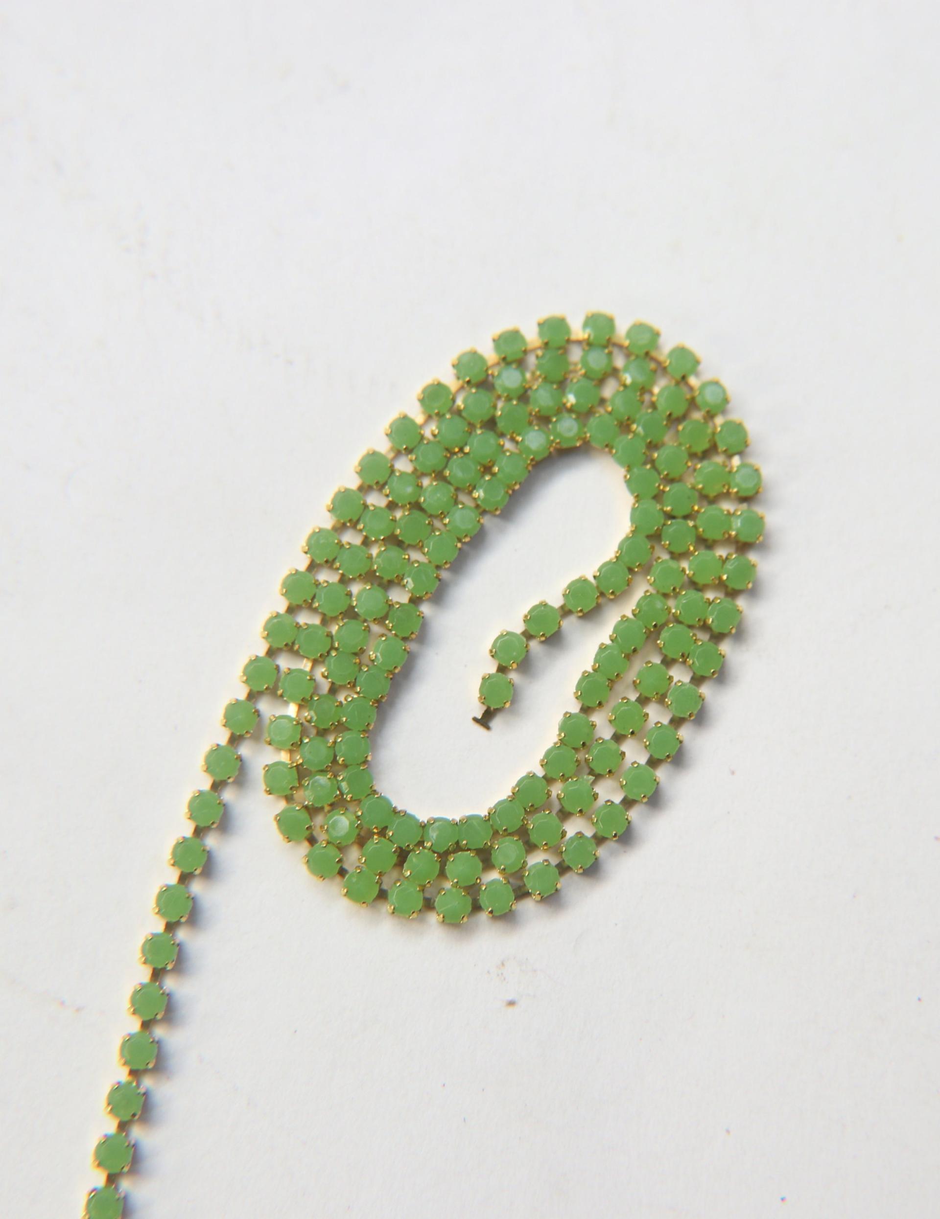 6SS Rhinestone Chain Vintage Glass Light Olive opaque 2mm 1/2/5/15 Meters embroidery materials, craft vintage findings, embellishments lace