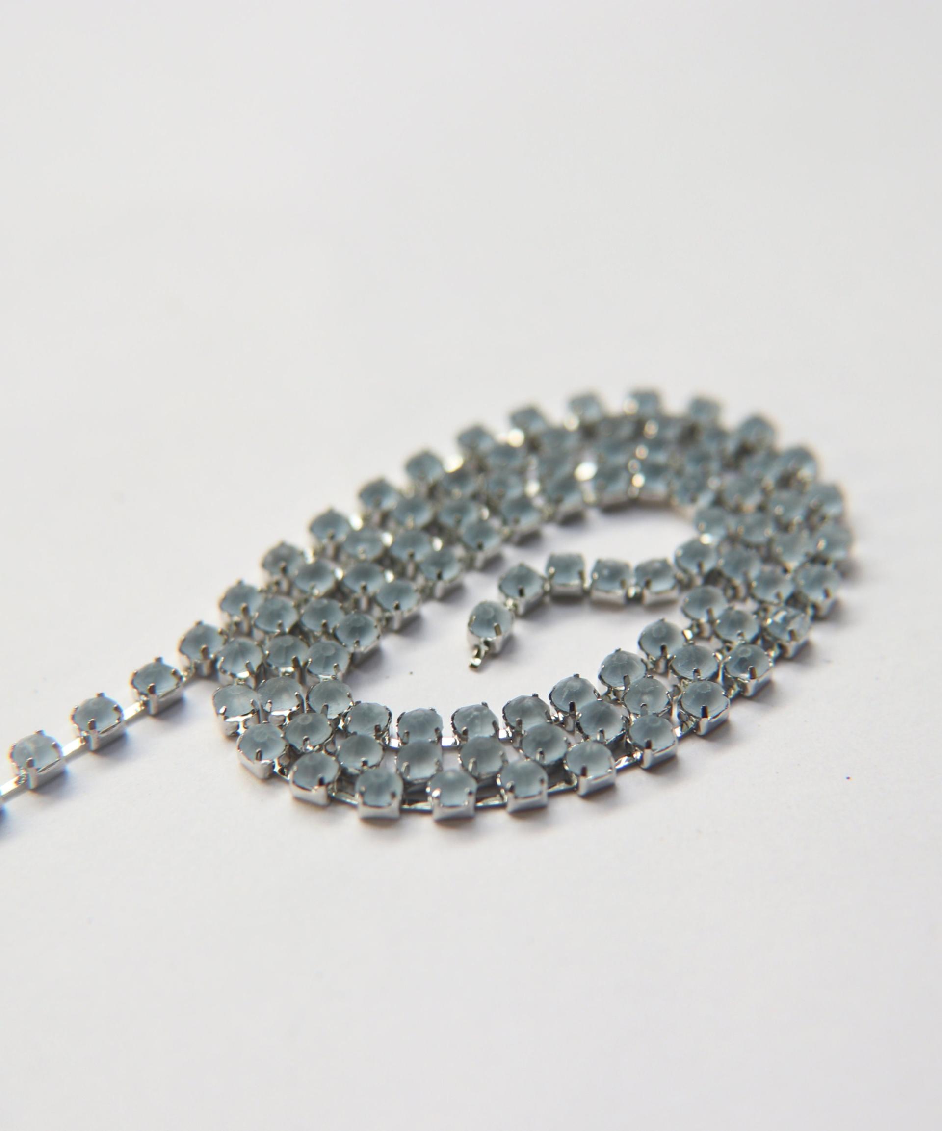12 SS Rhinestone Chain Vintage Glass Light Sapphire Frosted Silver Plated 3mm 1/2/5/15 Meters Wedding Supplies|Jewelry Making|Decoration