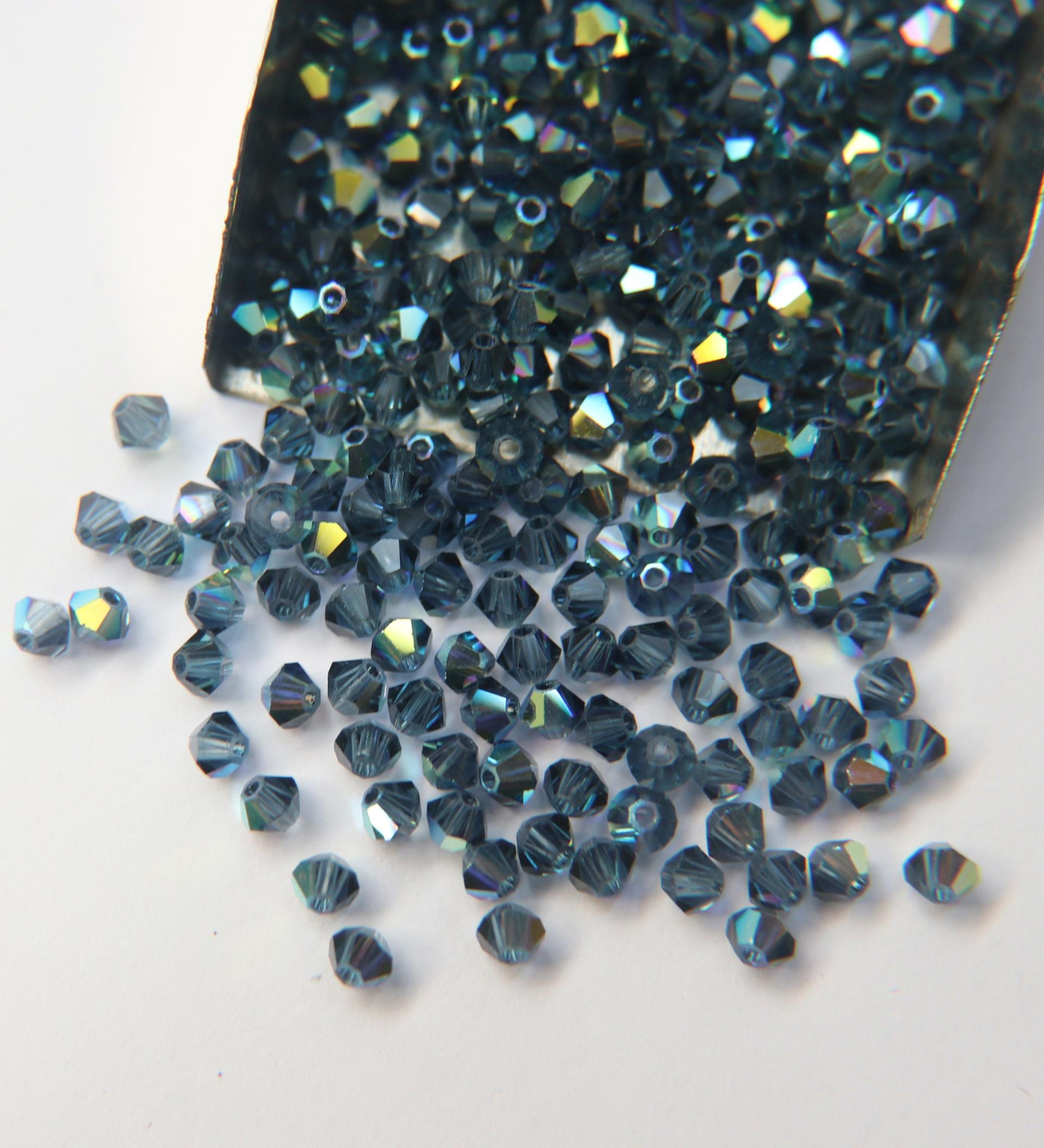 4mm Swarovski Montana AB Bicones 36/72/144/432/720 Pieces Jewellery making beads, couture embellishments, rainbow sequins
