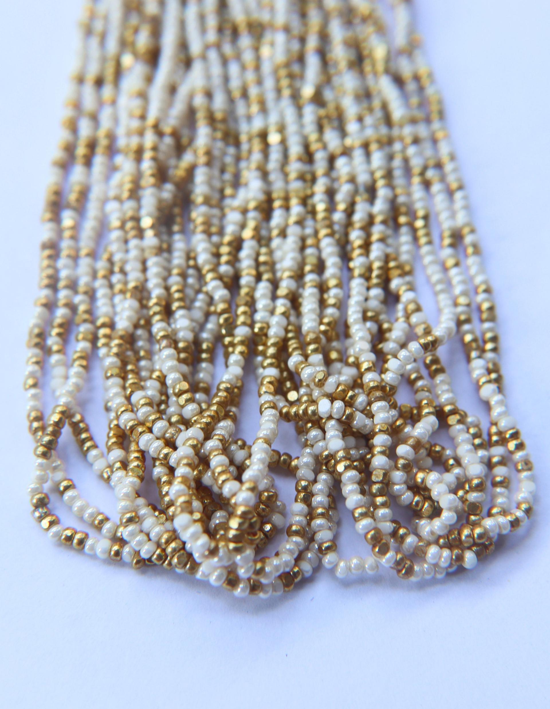 13/0 Hanks Charlotte Cut Beads IVORY Gold Patina 1/5/25/50/100 Hanks 2.0mm jewellery rare glass beads, jewelry supply, findings, craft