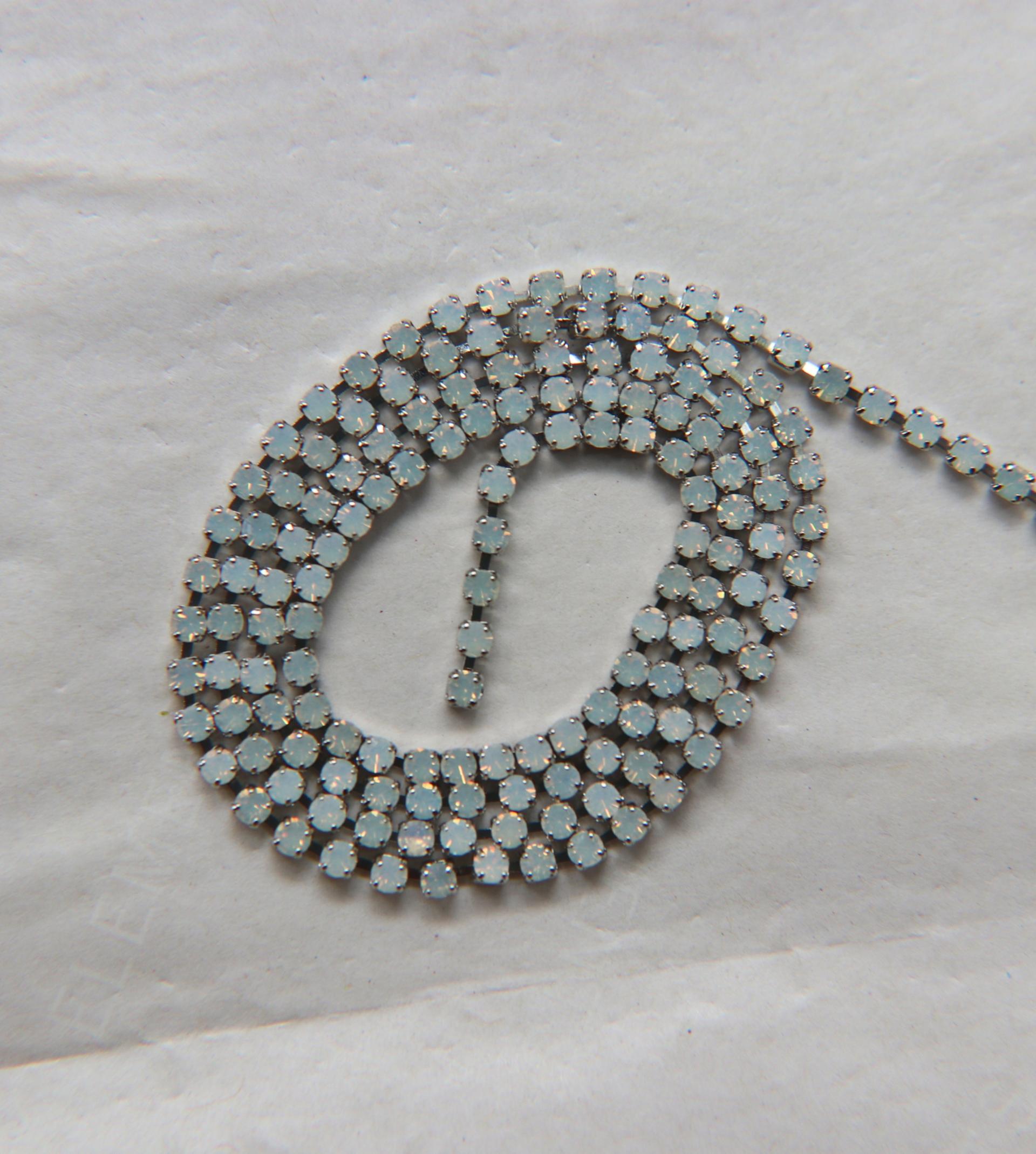 14PP Rhinestone Chain Swarovski White Opal 2mm (0.5/1/2/5 meters) Wedding Bridal Supplies|Jewelry Making|Decoration, vintage findings, rare