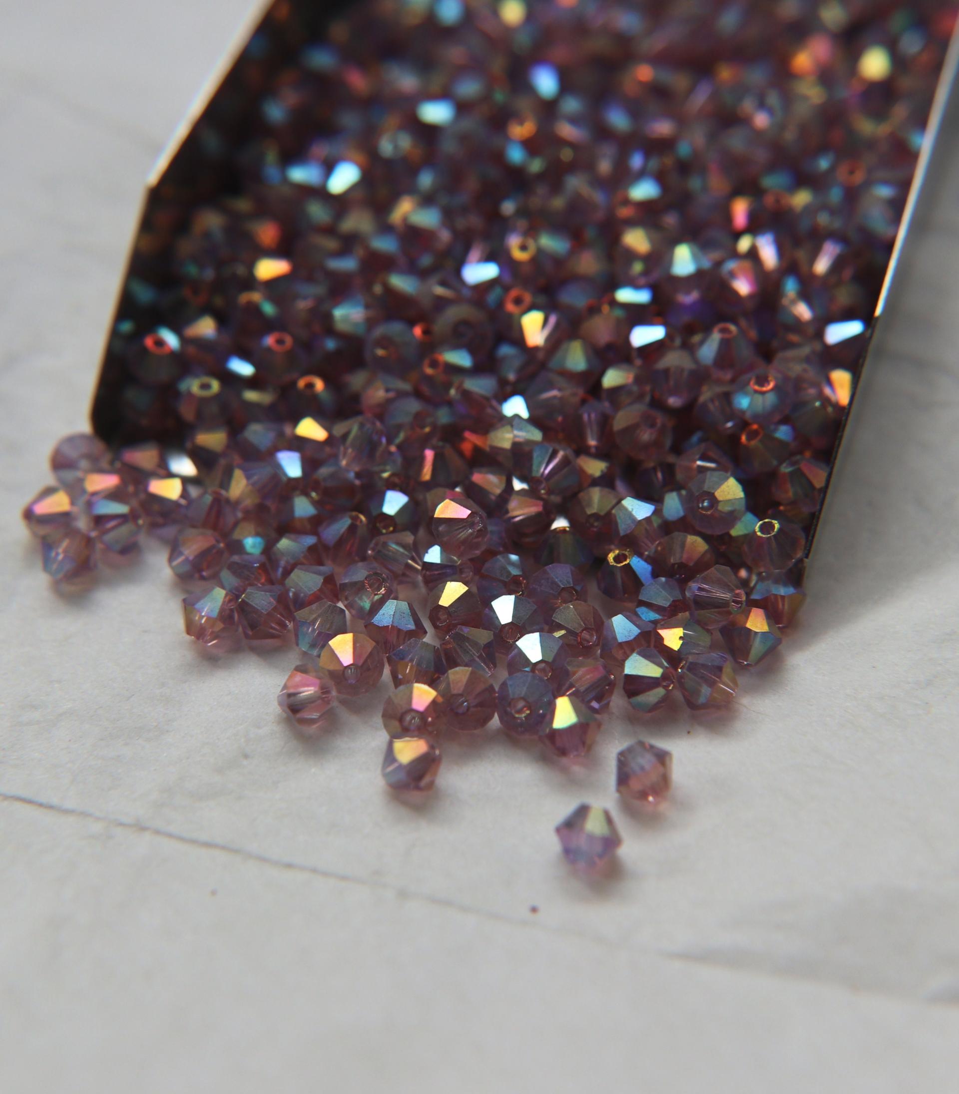 4mm Light Amethyst (212) 2X Shimmer Swarovski Bicone Cuts beads AB 36/72/144/432/720 Pieces embellishment couture
